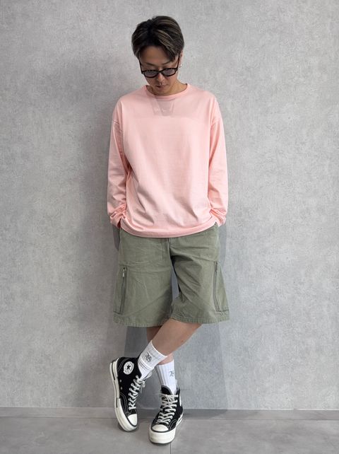 より一層オシャレに見える、ロンTEE×ハーパンの合わせ