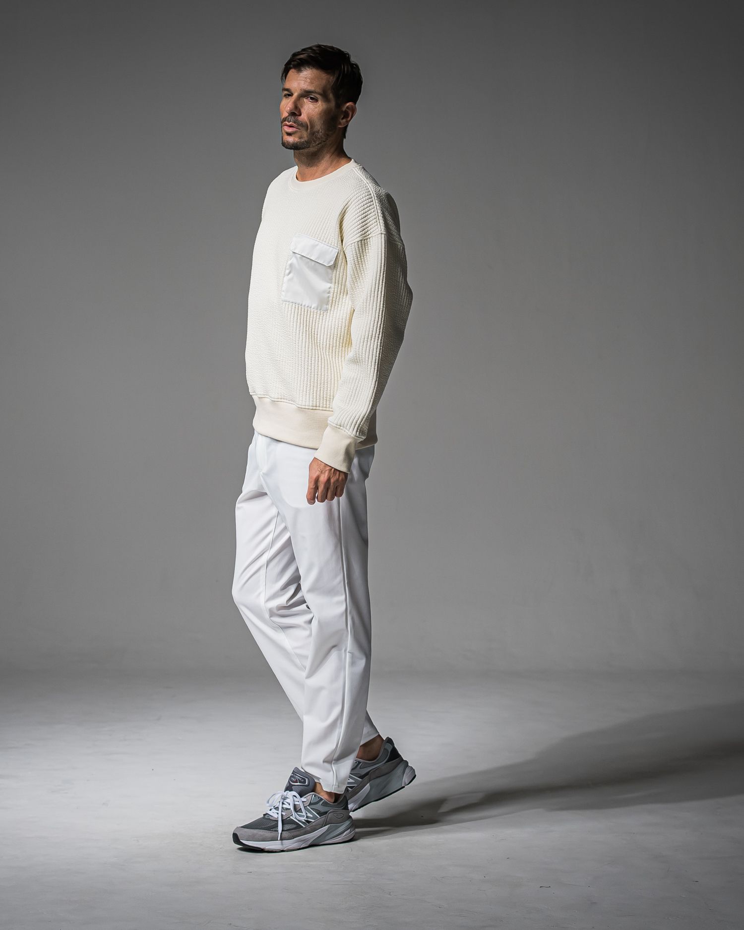 STRIPE QUILTING DROP TRAINER / RC37-C-003 / ストライプキルティングトレーナー / オフホワイト (9月下旬入荷予定)