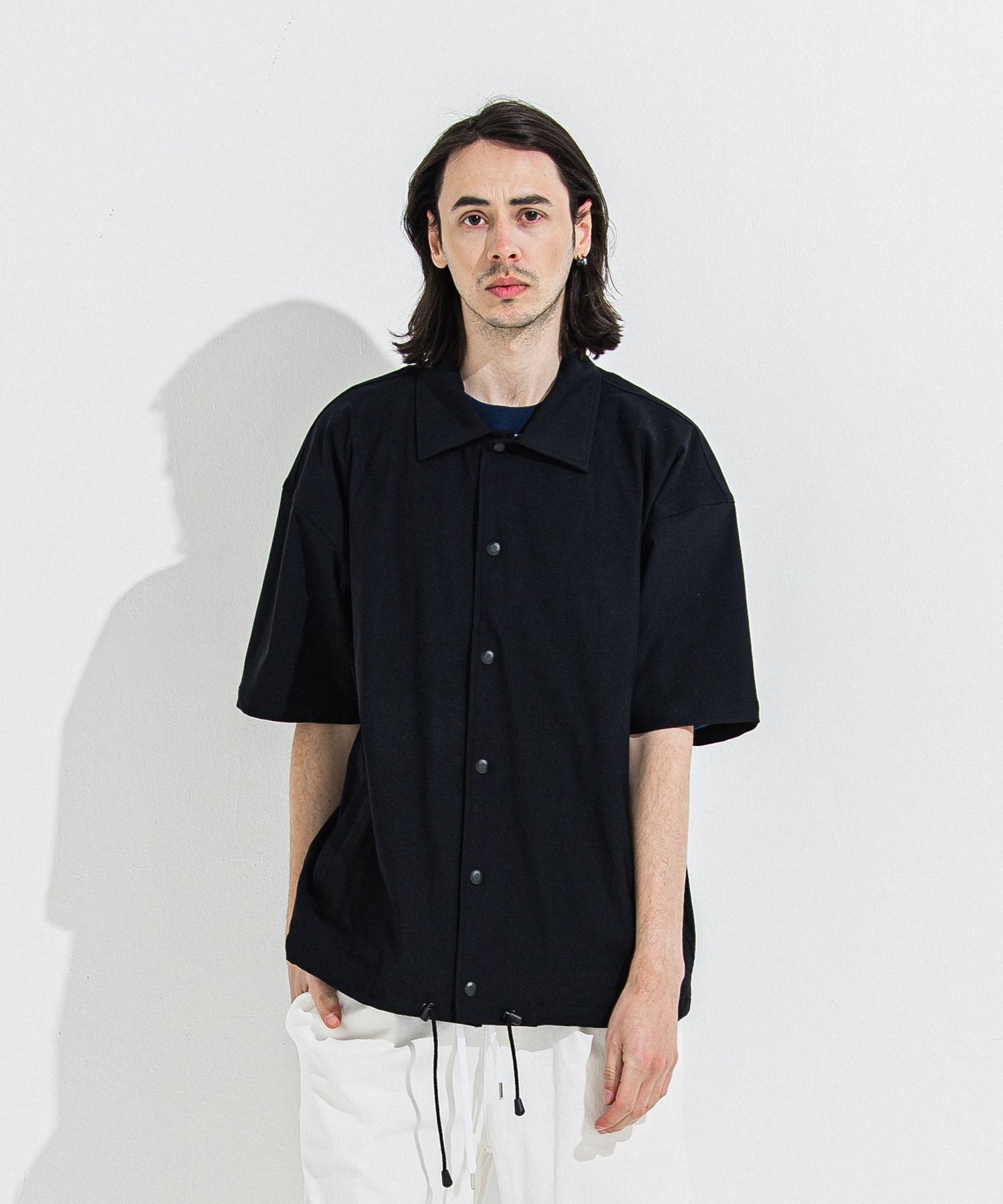 NYLON HALF COACH JACKET / RC36-C-002 / 半袖ナイロンコーチジャケット / ブラック
