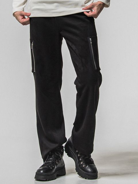 DAVID CARGO PANTS / RC38-ST-040 / スエードワイドカーゴパンツ / ブラック (1月上旬入荷予定)