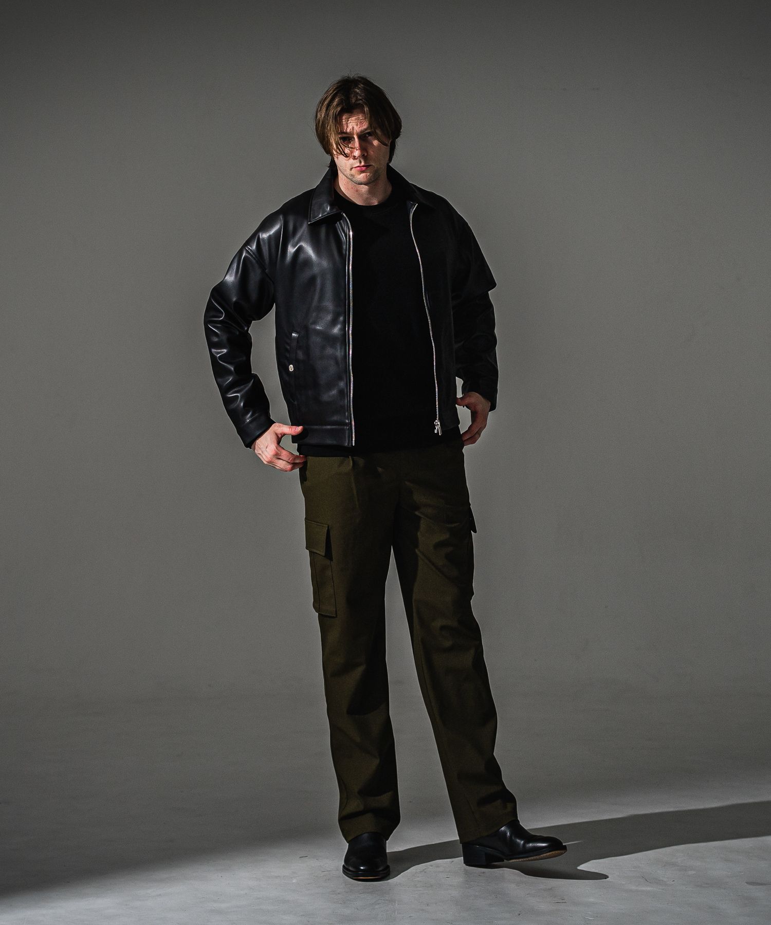 LEATHER SP JK / RC41-JK-005 / エコレザーシングルライダース / ブラック (9月下旬入荷予定)
