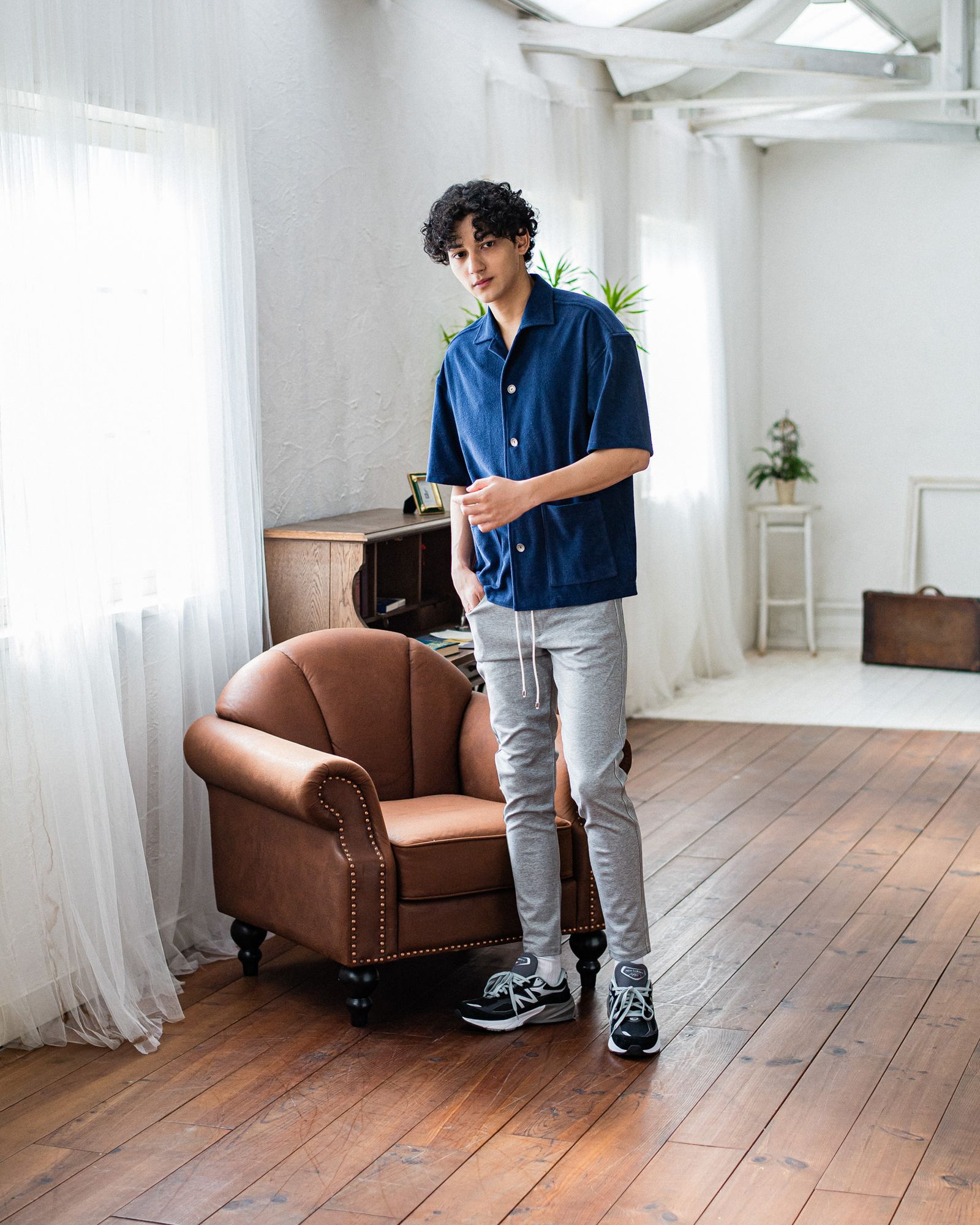 PILE BEACH SHIRTS / RC32-SH-002 / パイル半袖シャツ / ネイビー
