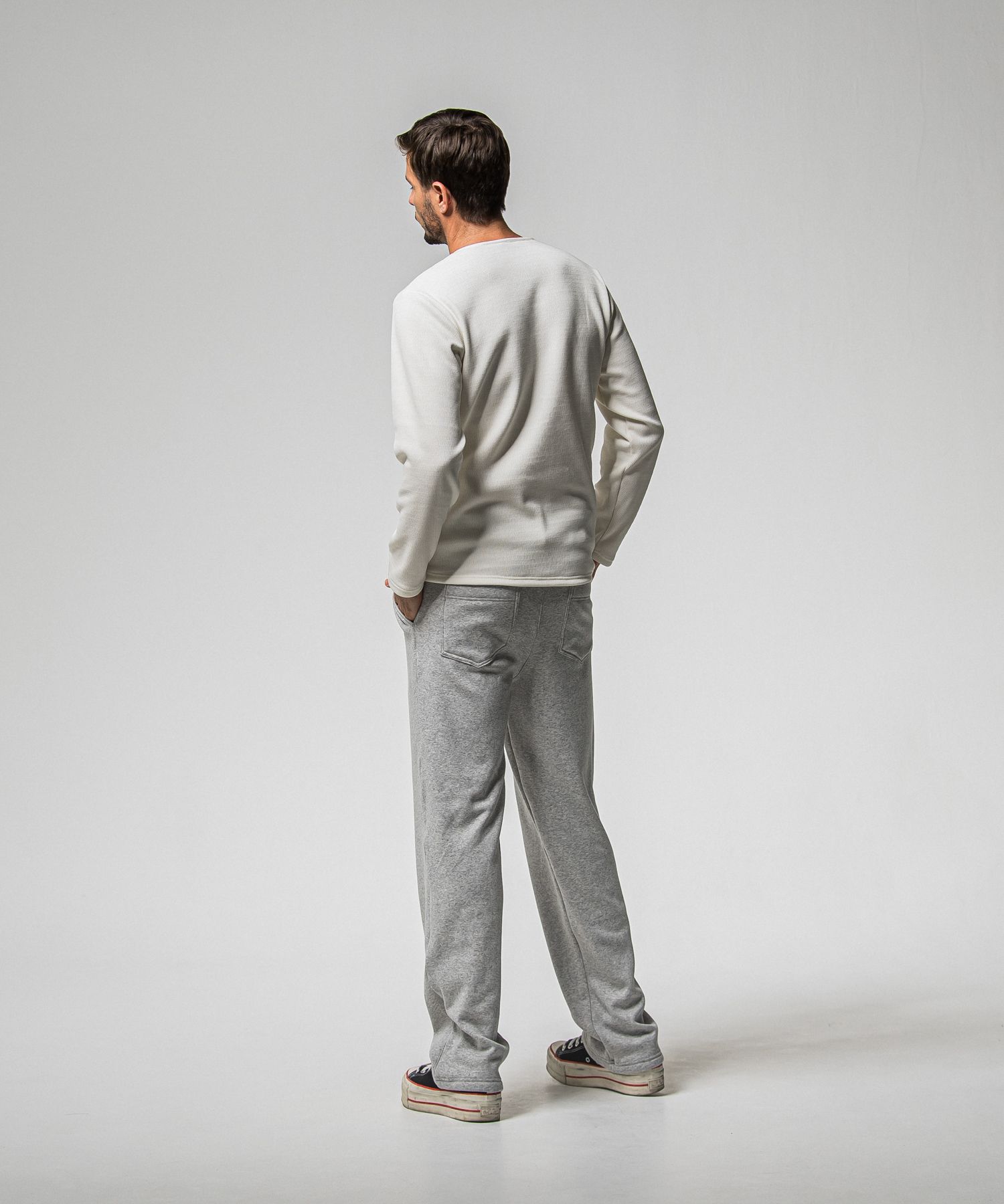 VELOURS FLEECE THERMAL HENRY / RC38-C-003 / 裏起毛サーマルヘンリーネックロングTシャツ / ホワイト (10月中旬入荷予定)