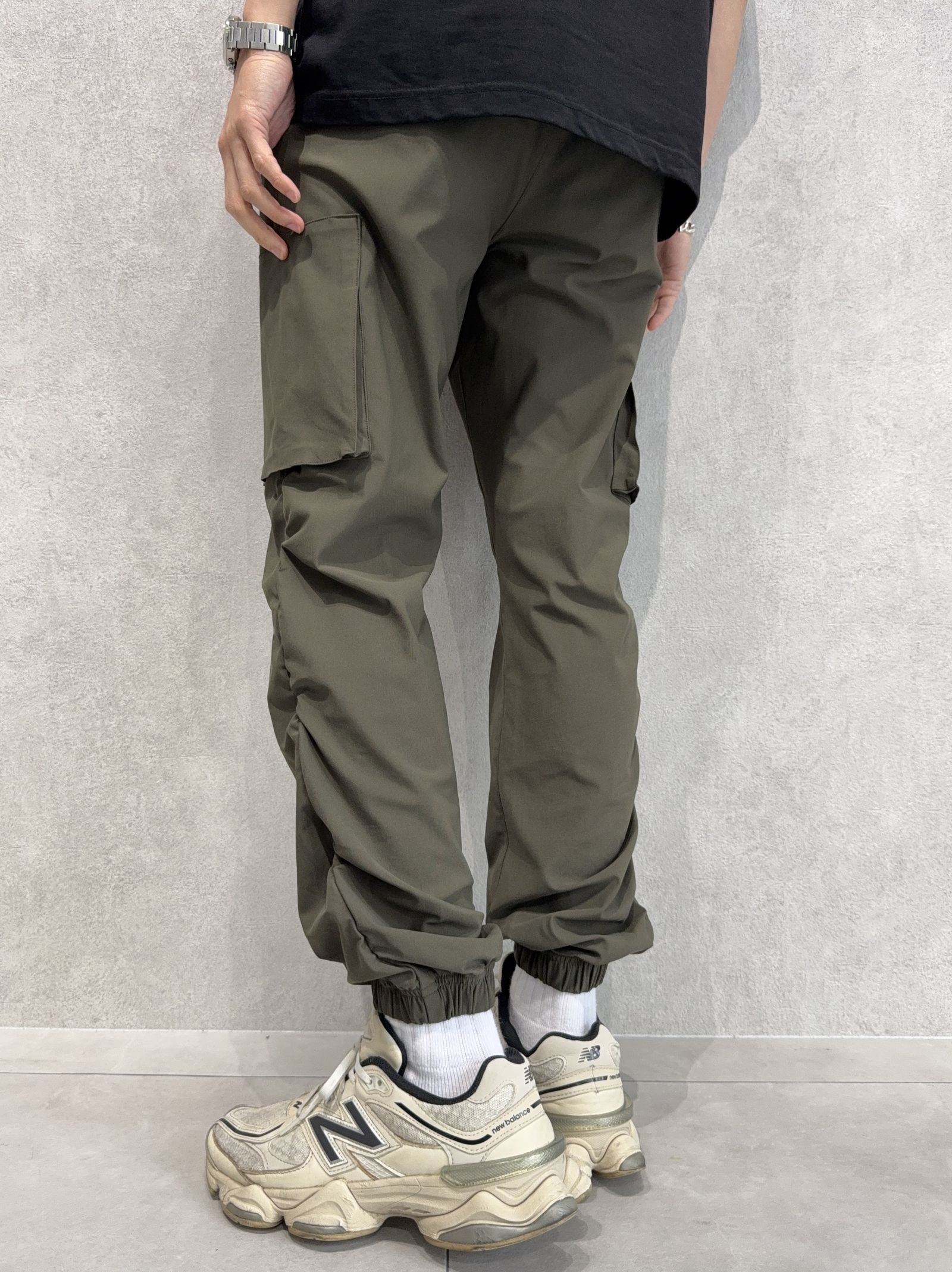 DAVID NYLON CARGO PANTS / RC40-ST-040 / ミリタリーナイロン裾ゴムカーゴパンツ / カーキ