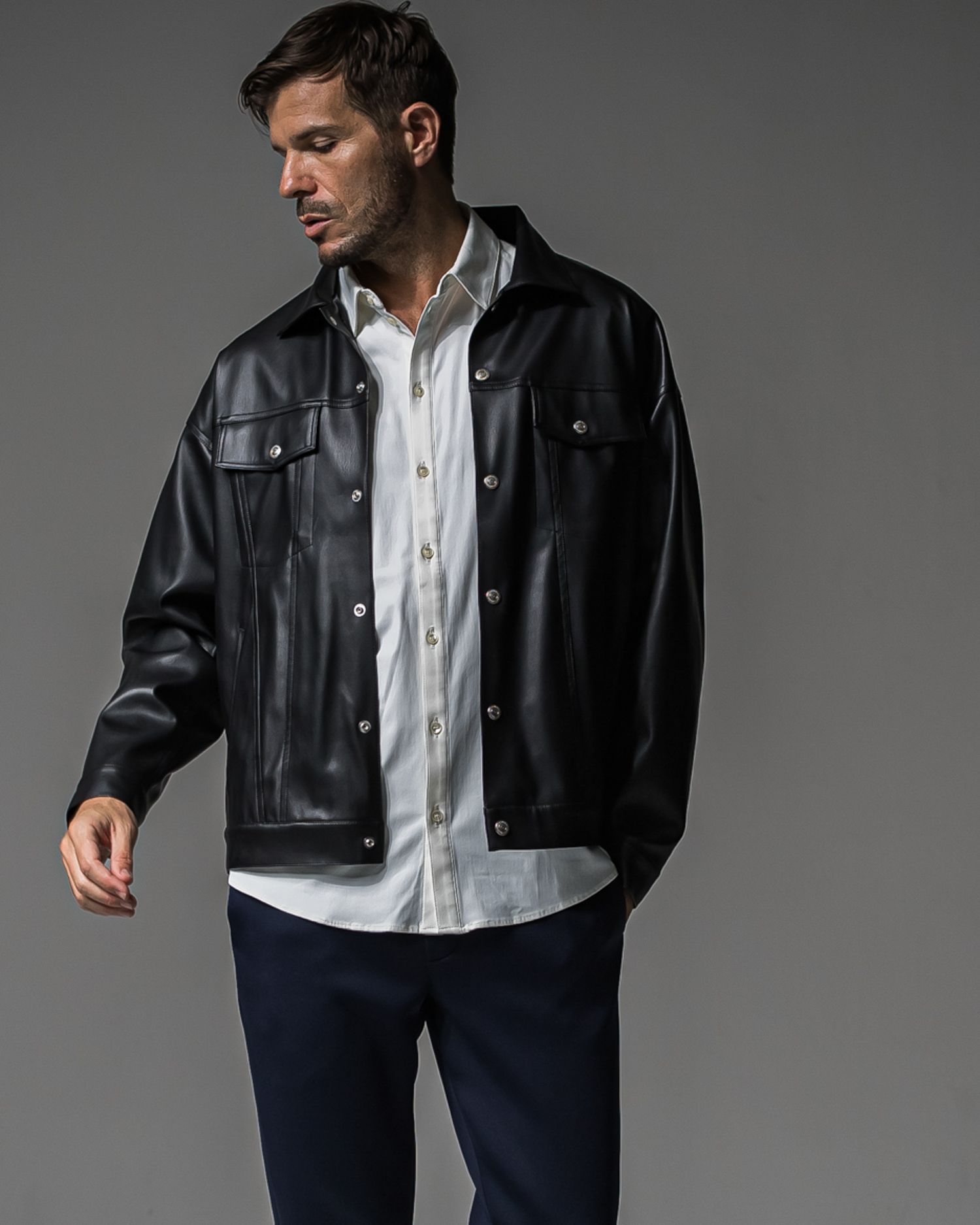 LEATHER OVER 3RD G / RC37-JK-006 / エコレザー3RD型Gジャン / ブラック (9月下旬入荷予定)