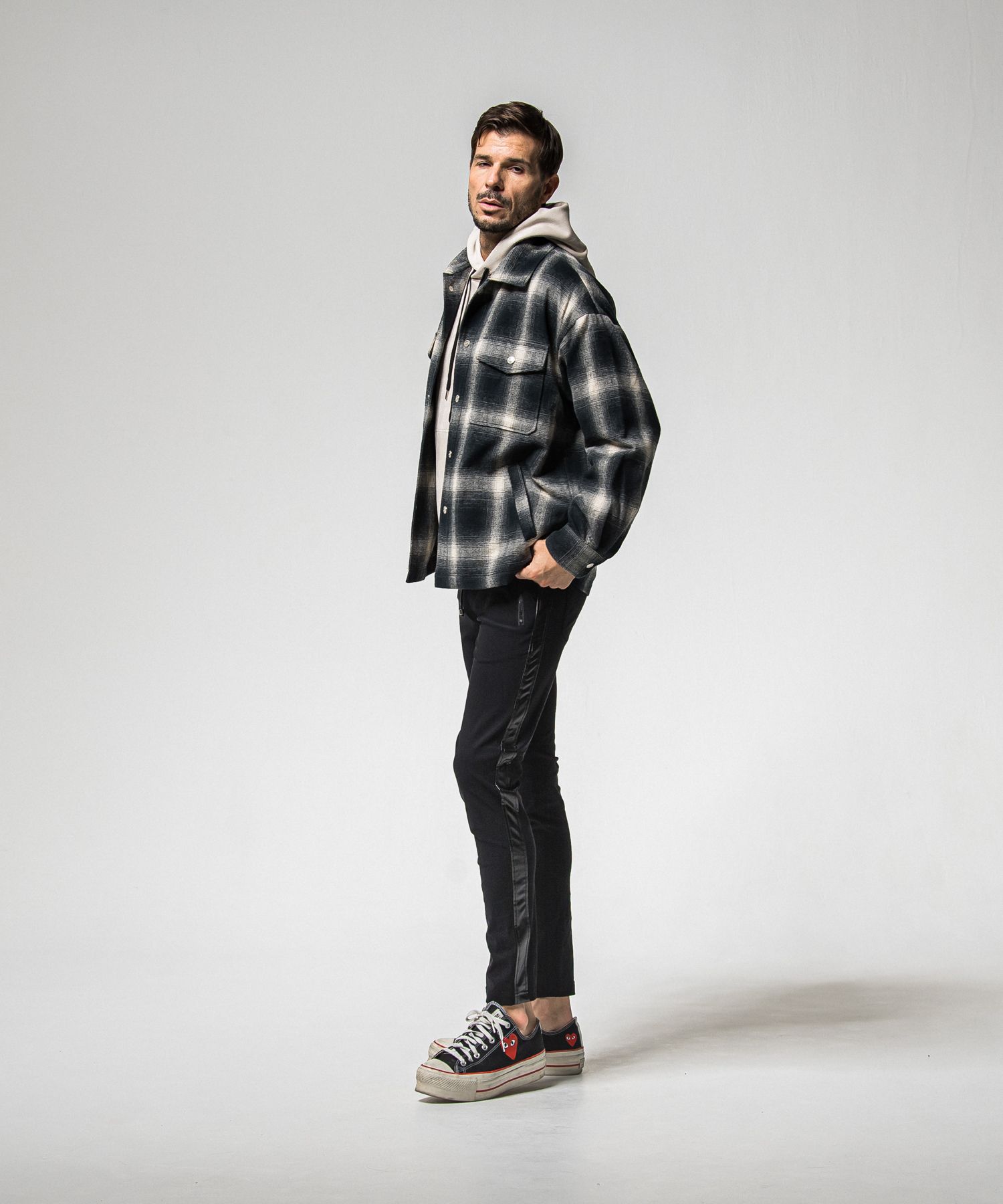 FLANNEL CHECK JK / RC38-JK-007 / フランネルチェックCPOジャケット / ブラック (10月中旬入荷予定)