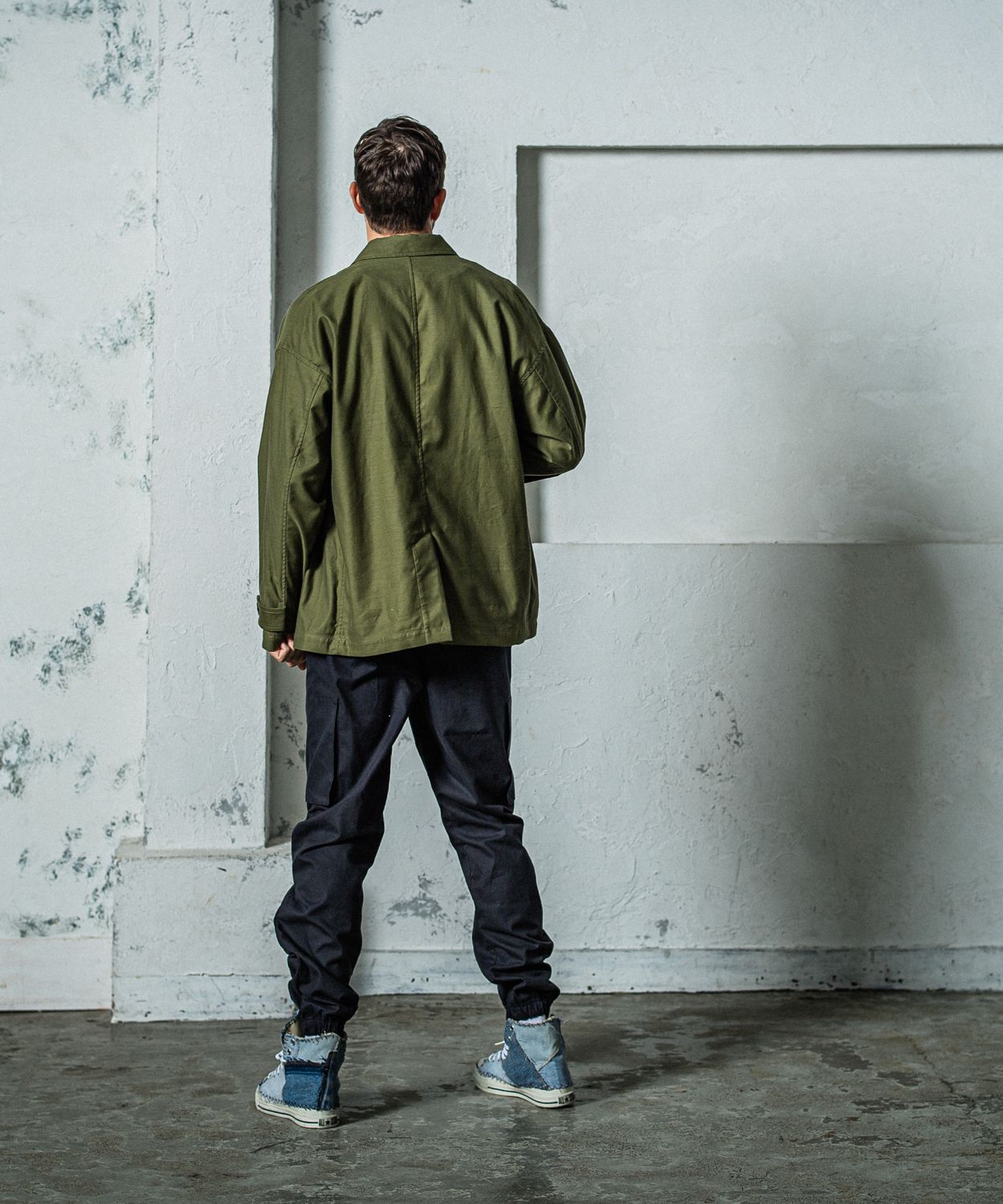 DAVID CARGO PANTS / RC35-ST-040 / ミリタリー裾ゴムカーゴパンツ / ブラック