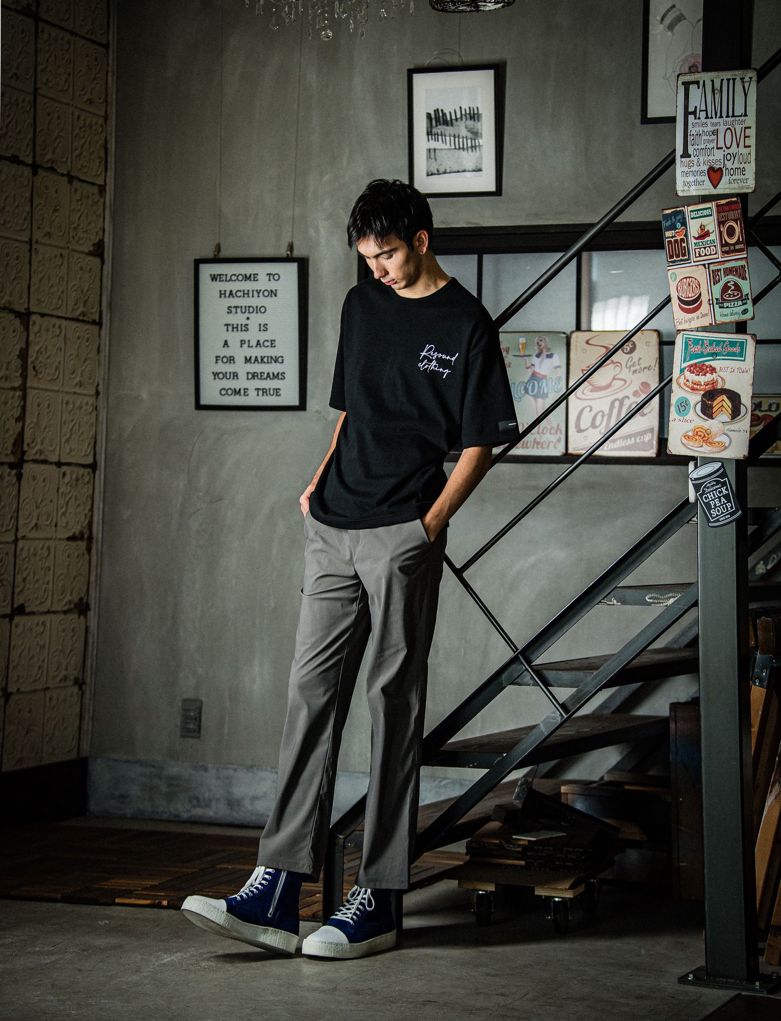 CHRIS EASY WIDE PANTS / RC31-ST-016W / ナイロンワイドパンツ / チャコール