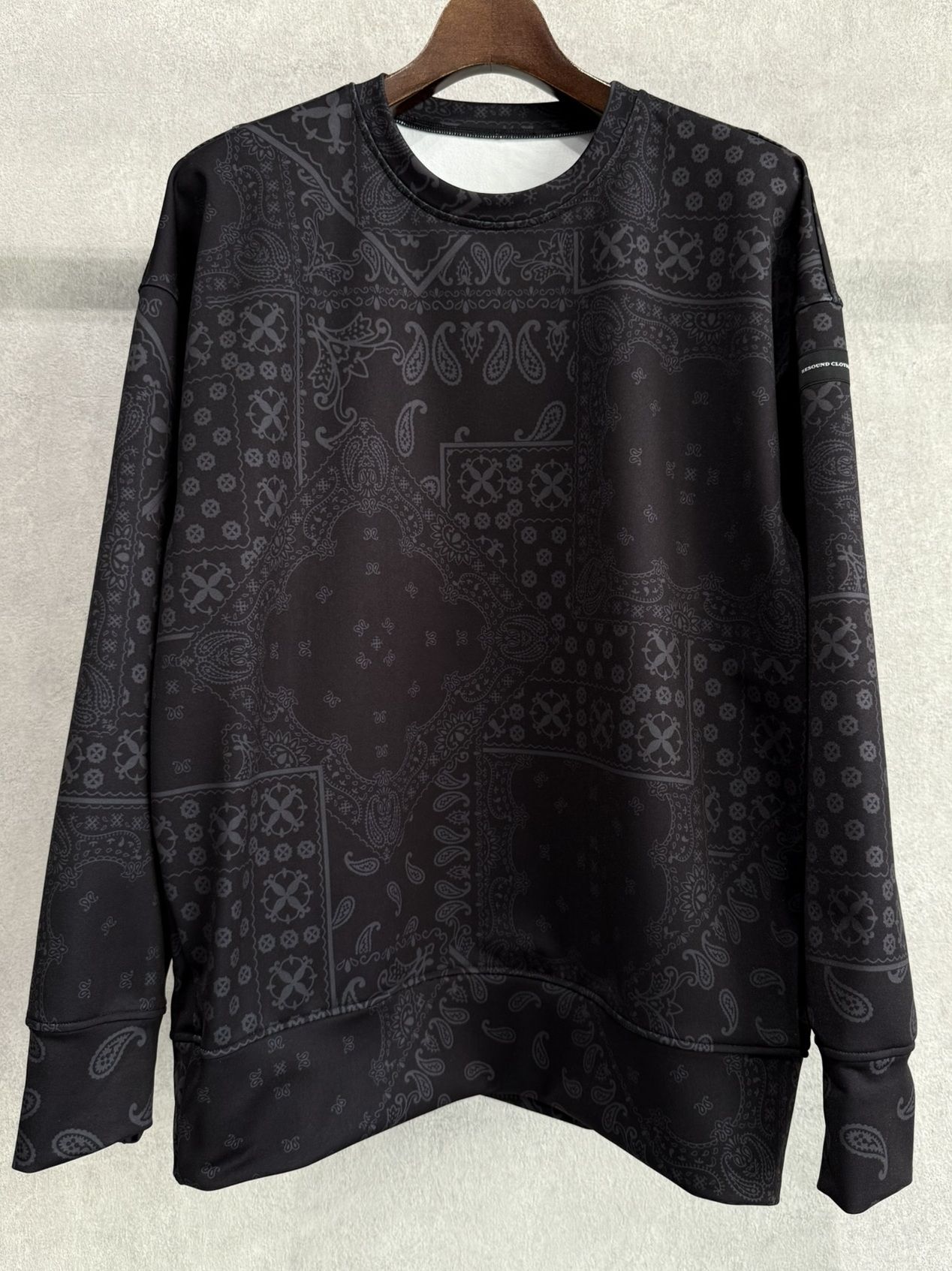 PAISLEY BACK FLEECE DROP TRAINER / RC38-C-008 / 裏起毛ペイズリートレーナー / ブラック