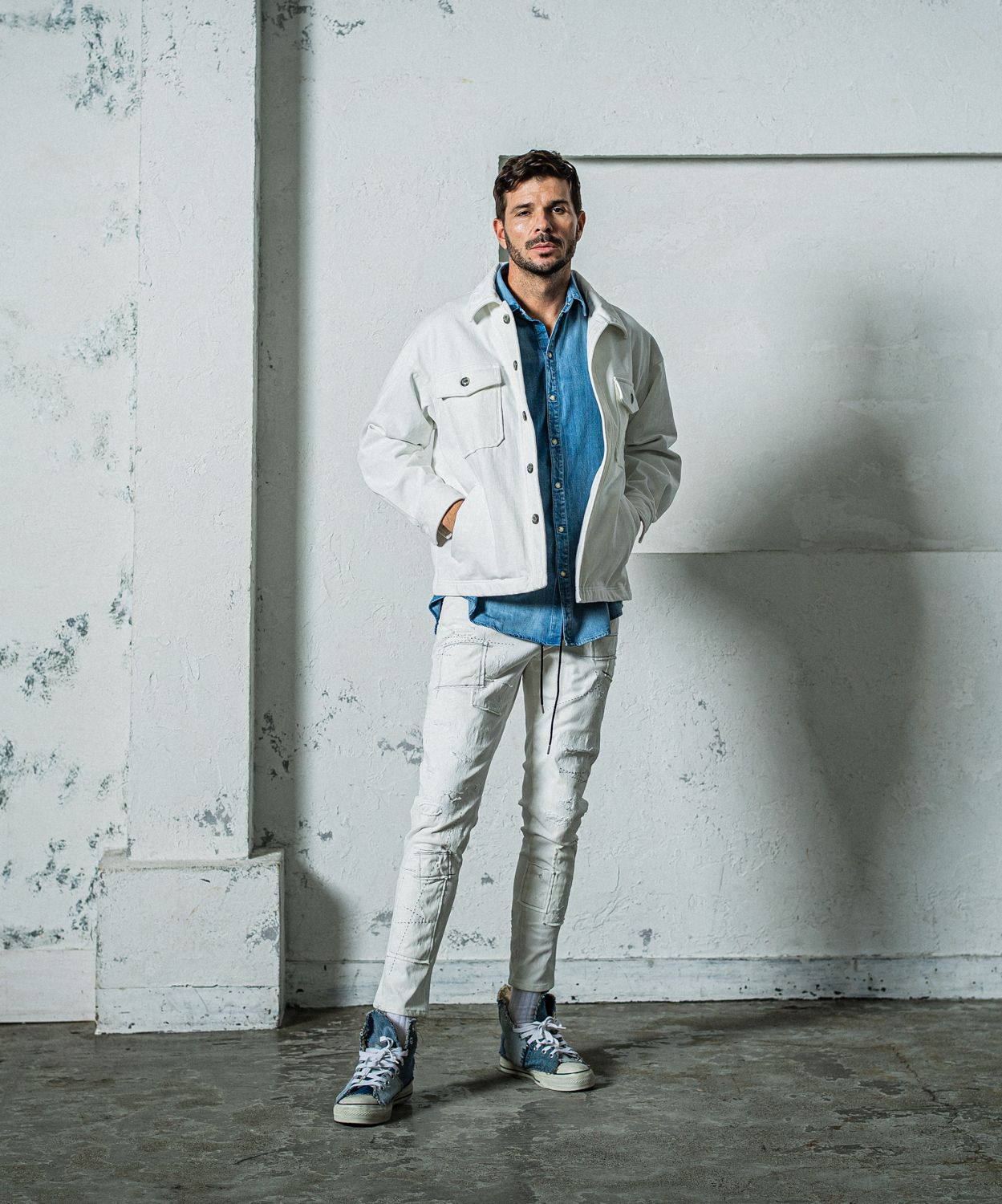 MICK DENIM JERSEY / RC35-ST-020 / デニムジャージテーパードパンツ / ホワイトリメイク