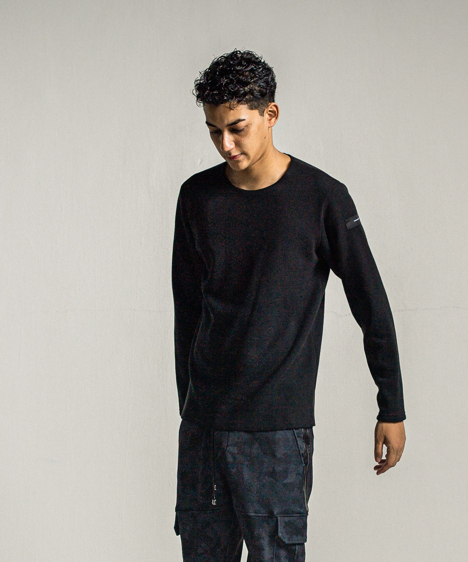 VELOURS FLEECE NEO THERMAL / RC34-C-001 / 裏起毛サーマルロングTシャツ / ブラック