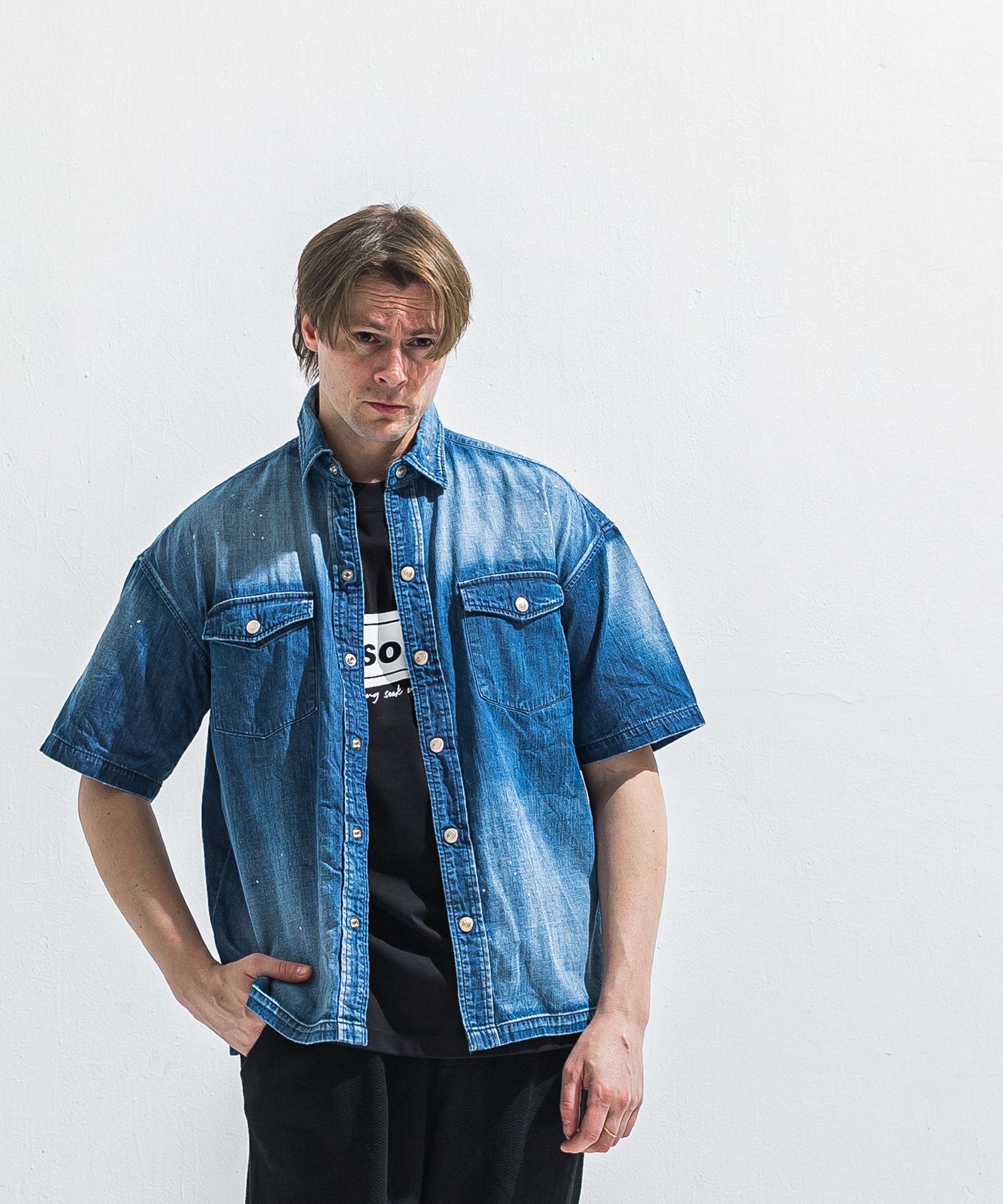HALF DENIM SHIRTS / RC40-SH-002 / デニム半袖シャツ / ダークインディゴ (6月上旬入荷予定)