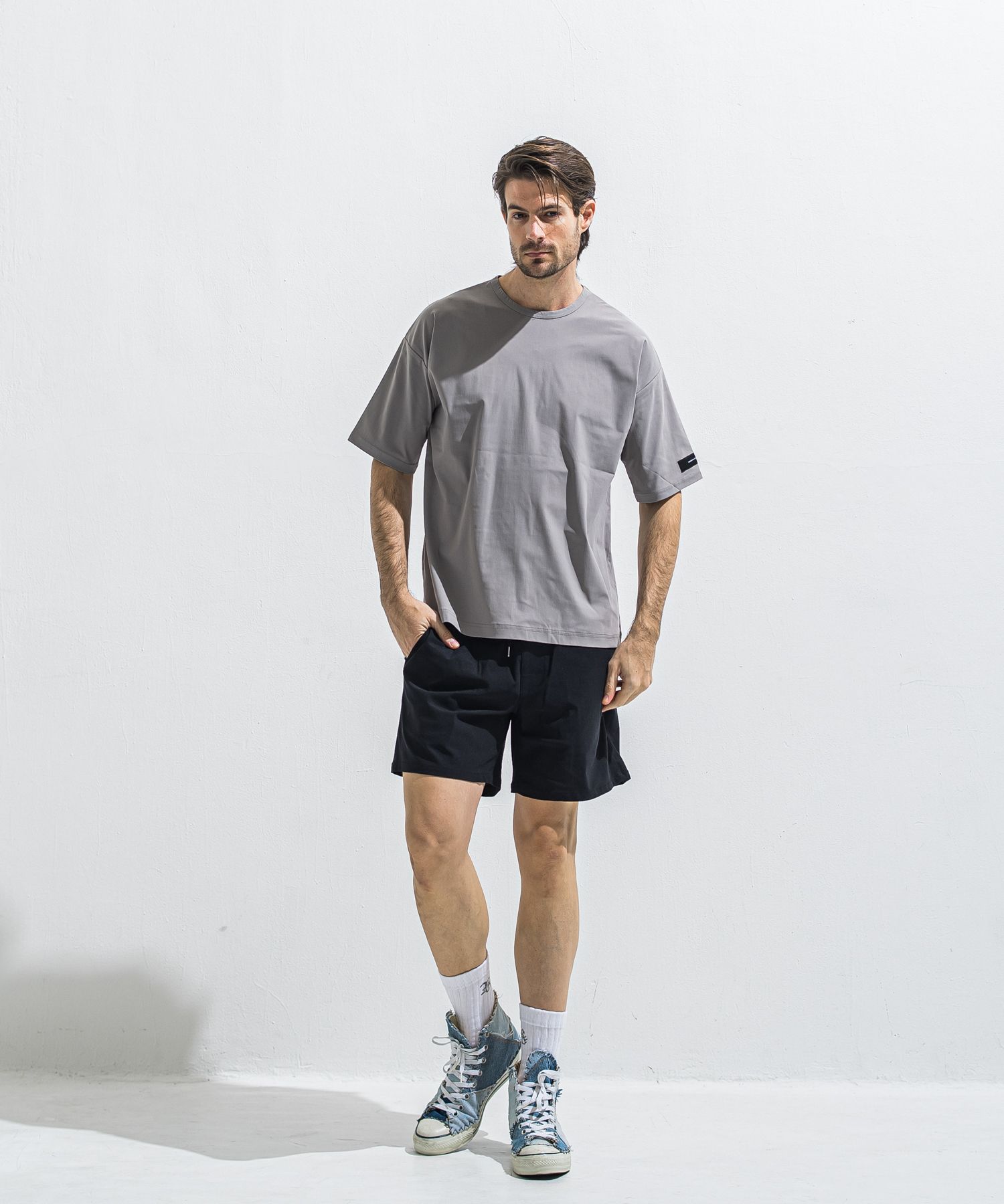 TV NYLON SHORTS / RC40-HP-004 / リラックスナイロンショーツ / ブラック (6月上旬入荷予定)