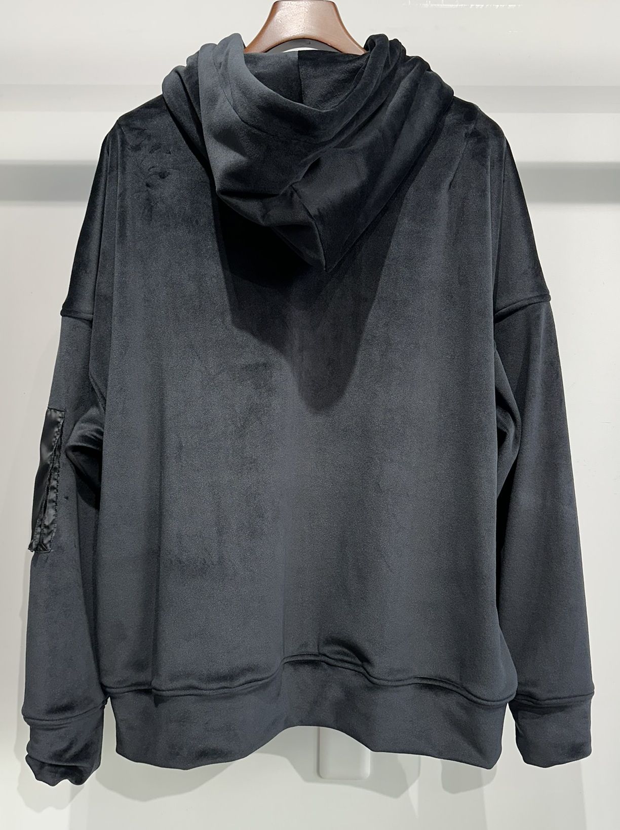 VELOURS FLEECE ZIP LOOSE HOODIE / RC34-C-009 / ベロアフリースジップパーカー / ブラック