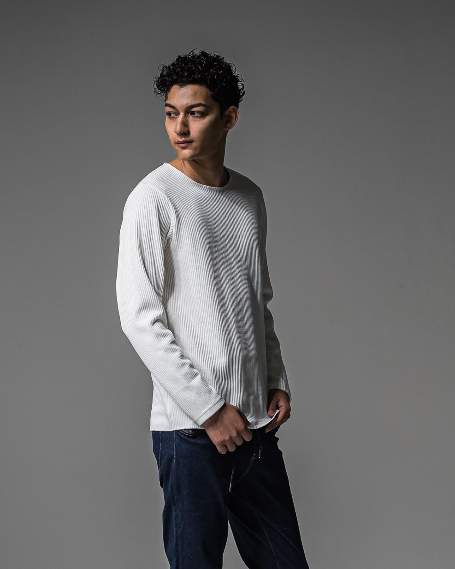 CUTOFF RAIL LONGSLEEVE / RC37-C-001 / レールカットソー / ホワイト (9月中旬入荷予定)