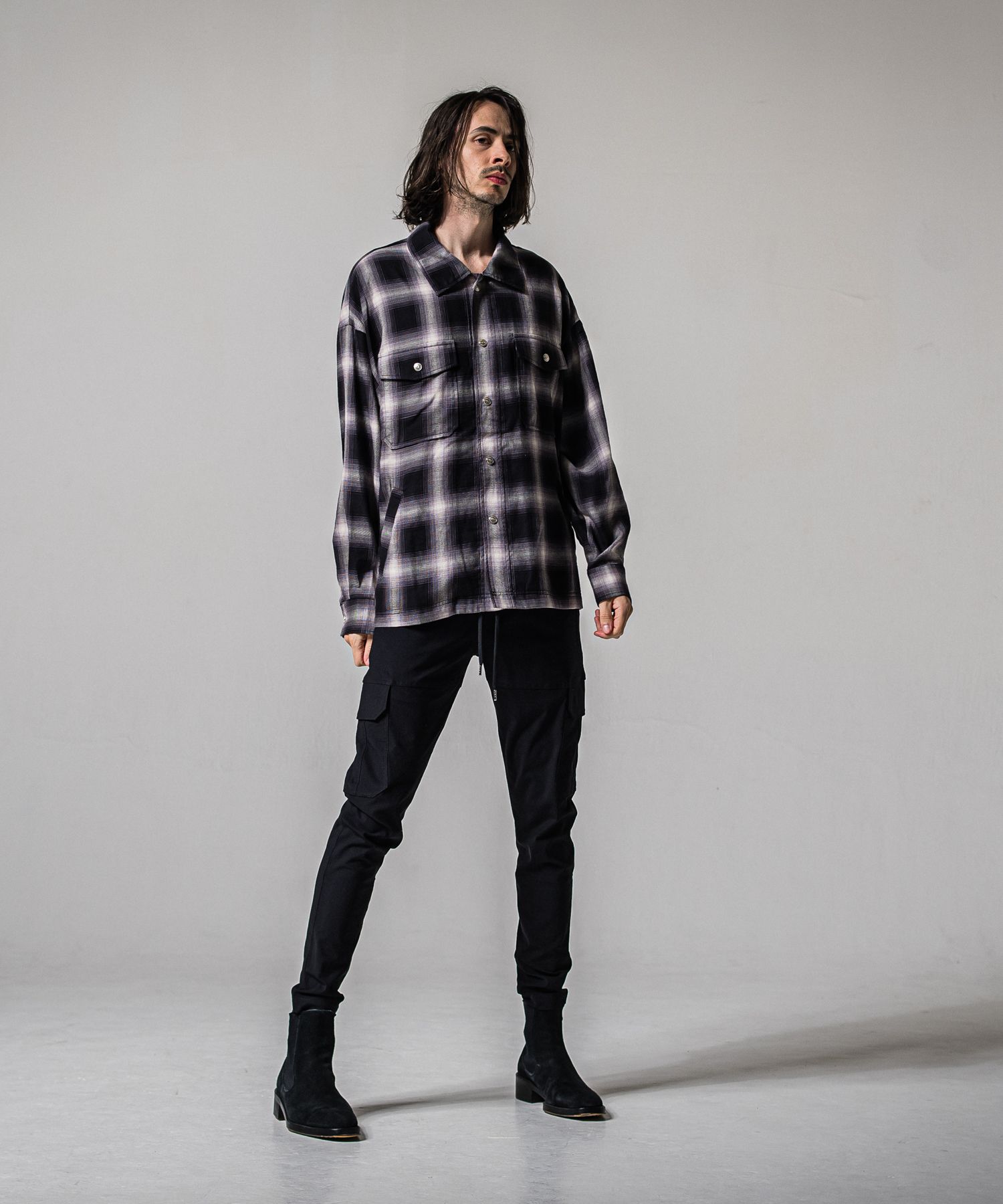 50S CHECK JK / RC39-JK-007C / チェックシャツジャケット / ブラック (2月中旬入荷予定)