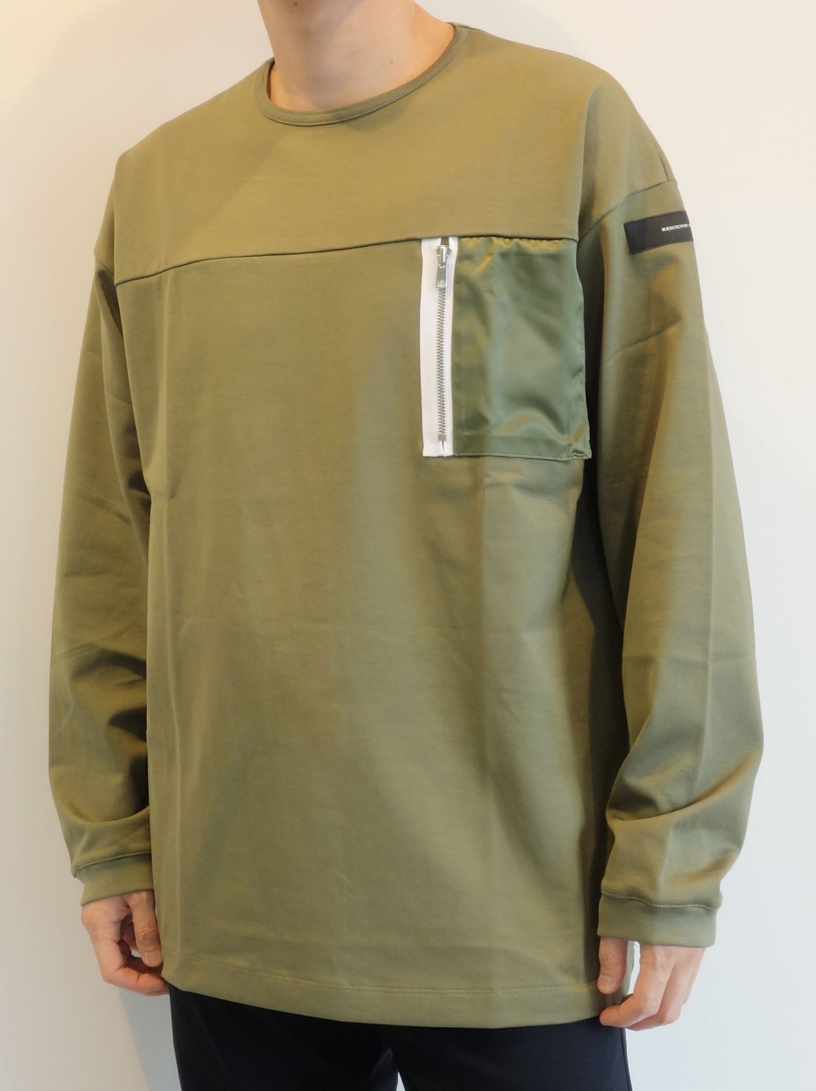 NYLON POCKET LOOSE LONG SLEEVE / RC25-T-002 / ナイロンポケットビッグロングTシャツ / カーキ