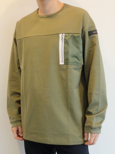 NYLON POCKET LOOSE LONG SLEEVE / RC25-T-002 / ナイロンポケットビッグロングTシャツ / カーキ