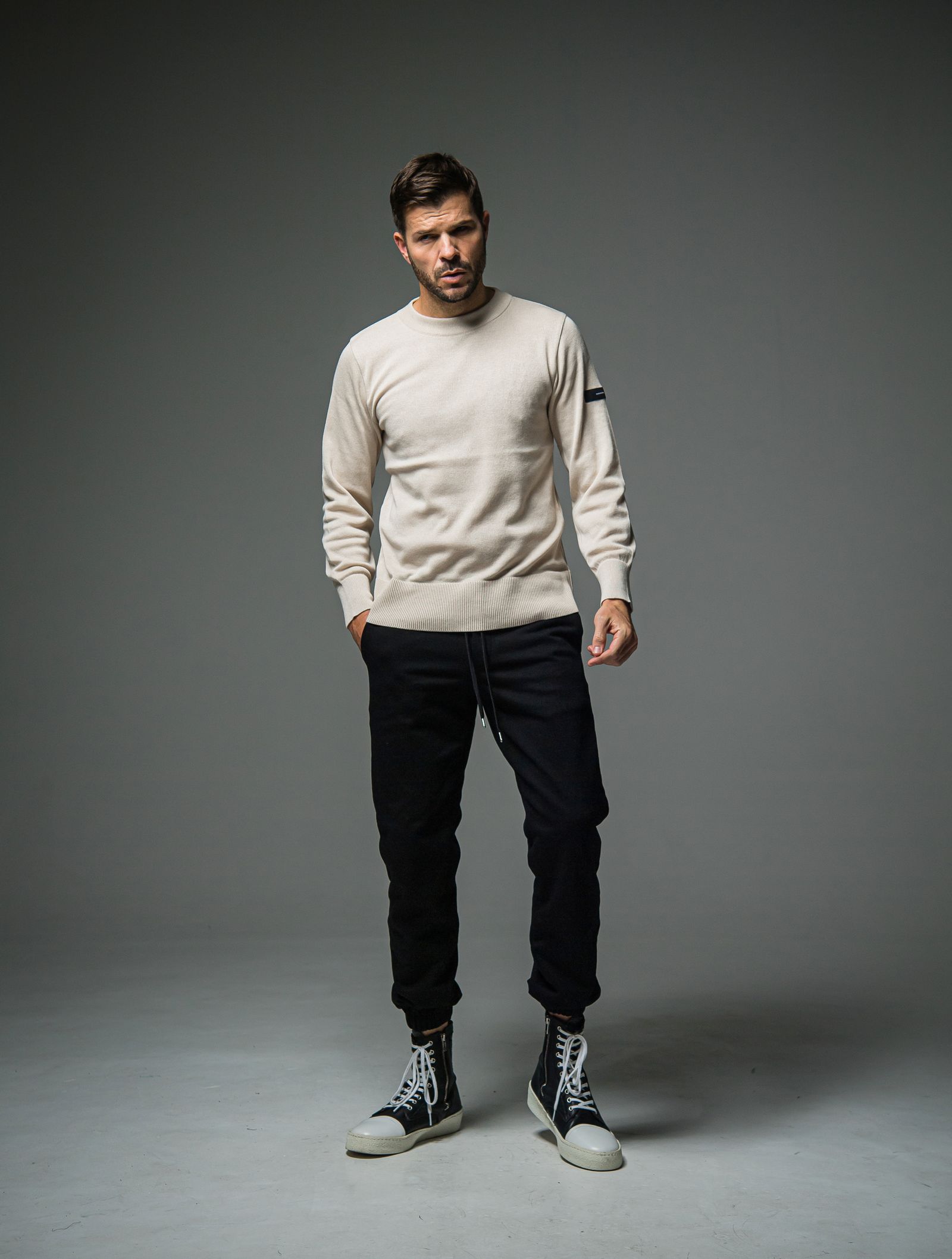 SILK KNT LONG SLEEVE / RC29-K-001 / 無地コットンニット / ベージュ
