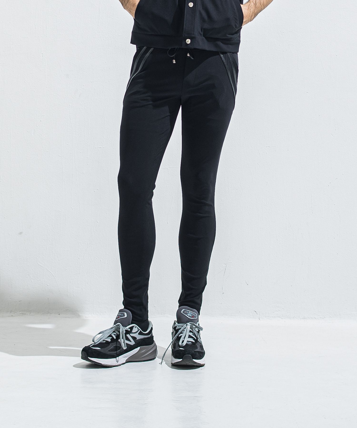 EDGE NYLON PT / BASIC-ST-014 / エッジナイロンラインパンツ / ブラック×ブラック (4月下旬入荷予定)