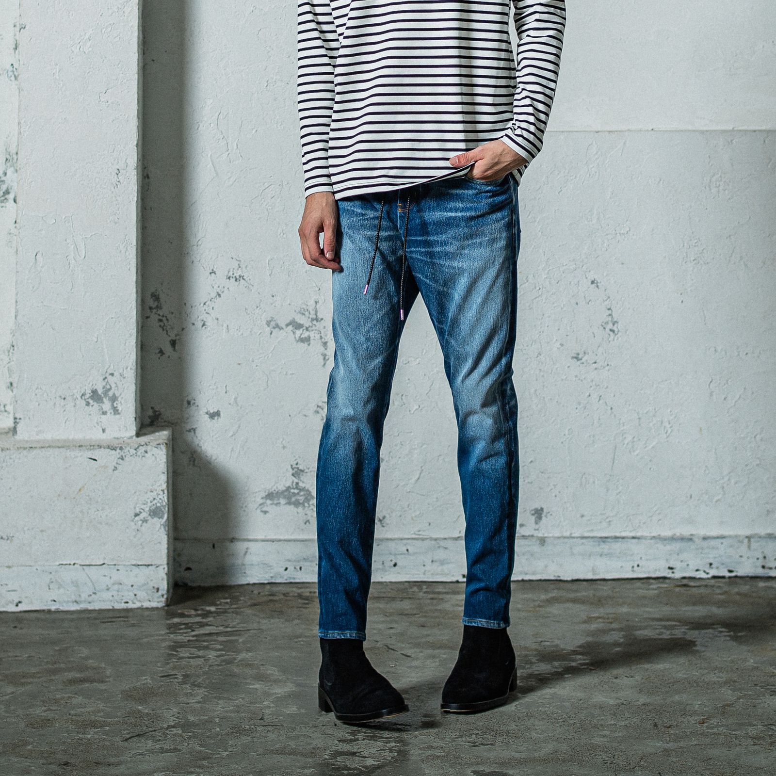 MICK DENIM JERSEY / RC35-ST-020 / デニムジャージテーパードパンツ / インディゴユーズド