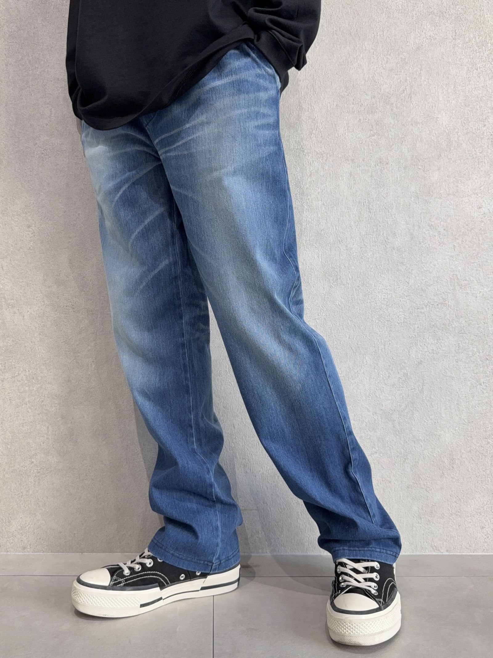DENIM JERSEY WIDE PT / RC41-ST-016WTD / ライトオンスデニムジャージセミワイドパンツ / ダークインディゴ
