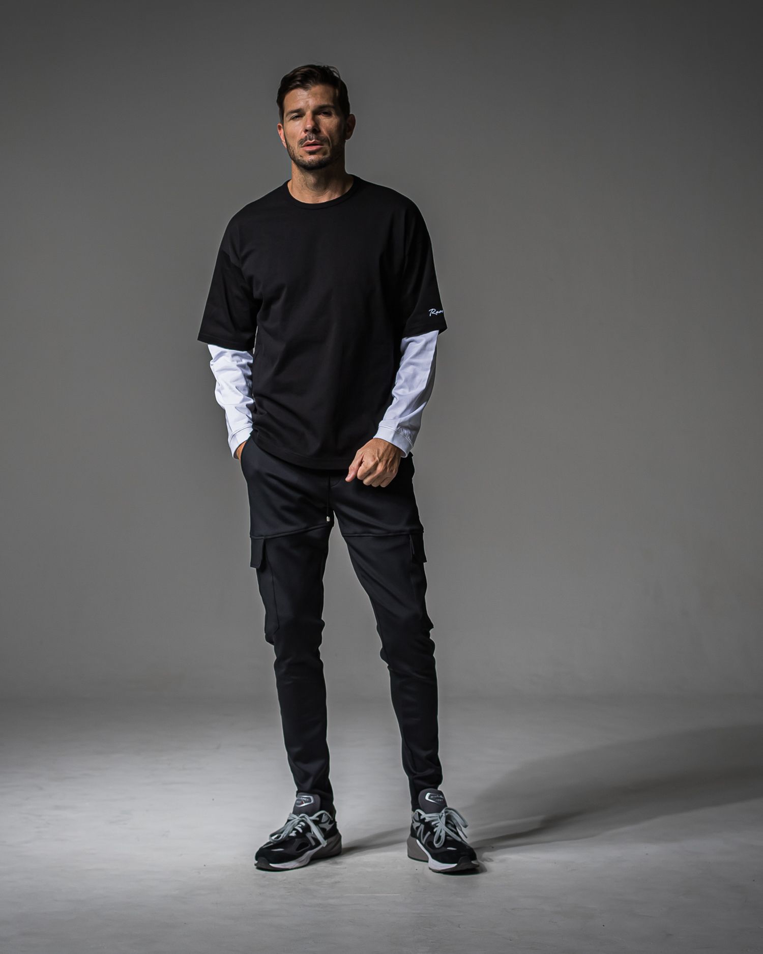 FAKE LAYERED LONG SLEEVE / RC37-T-004 / レイヤードロングスリーブTシャツ / ブラック×ホワイト