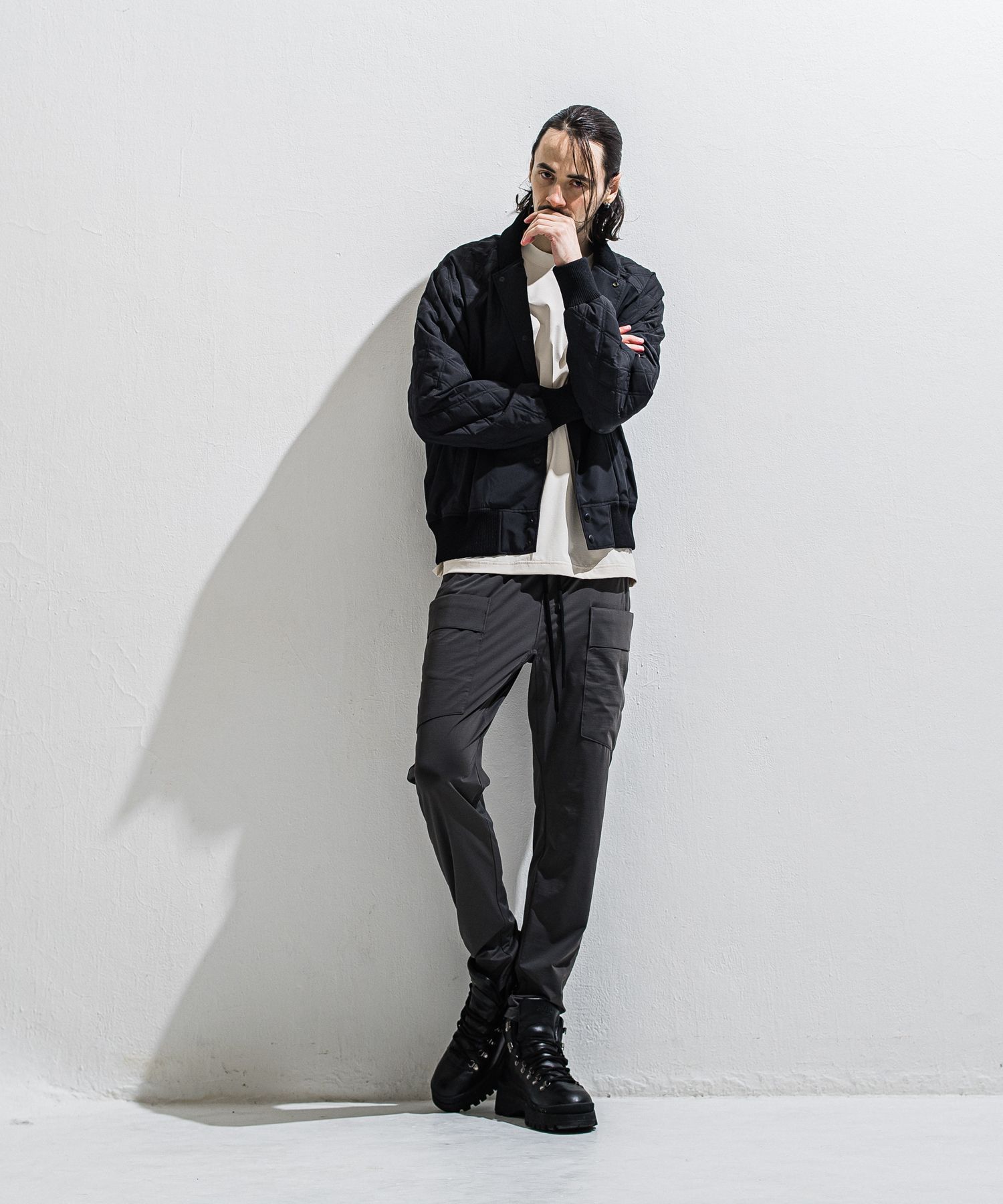 PB VARSITY JACKET / DP1-JK-001 / キルティングナイロンスタジャン / ブラック (2月中旬入荷予定)