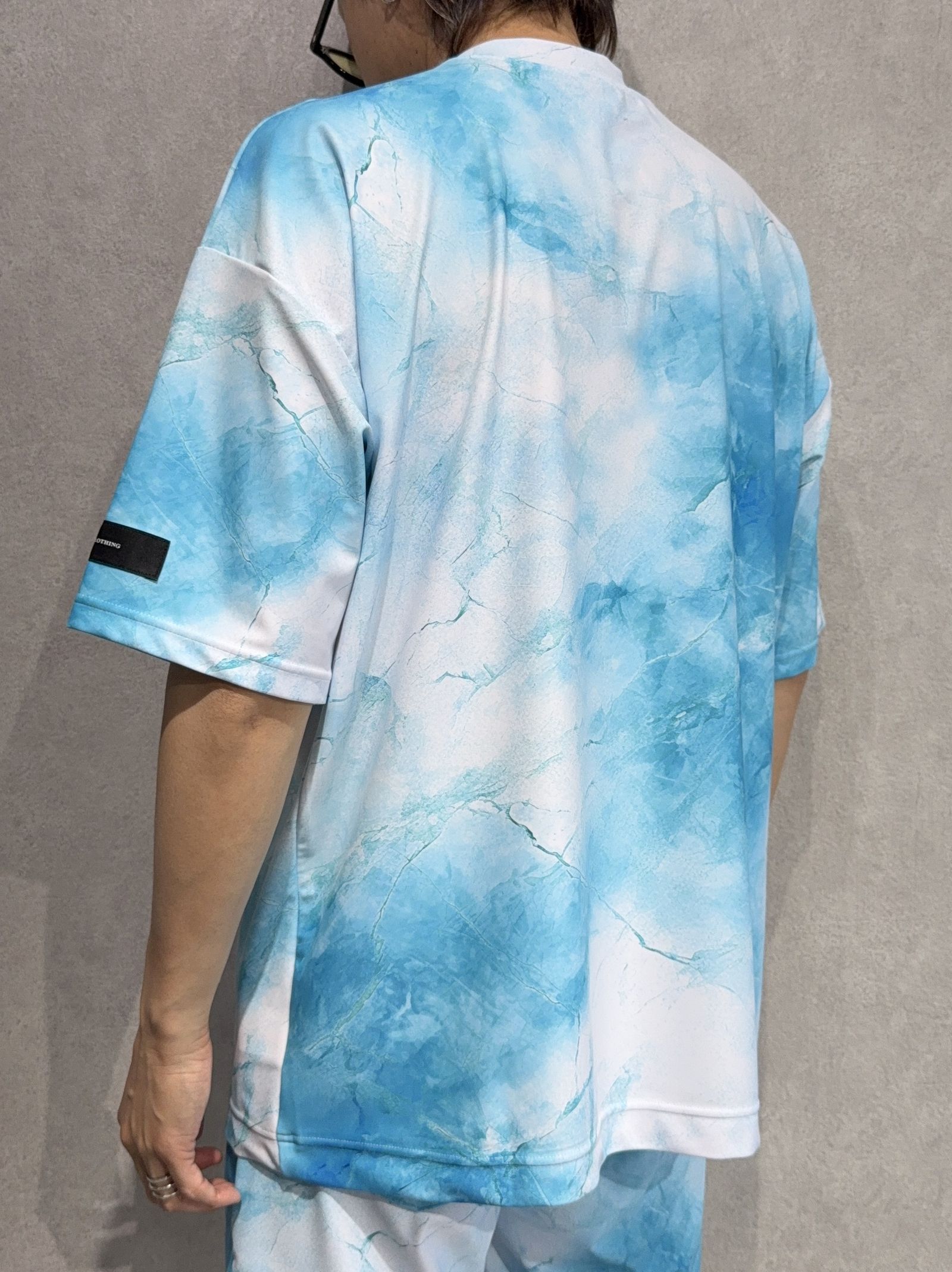 MARBLE RUSH OVER T / RC36-T-012 / マーブル柄ラッシュガードビッグTシャツ / ブルー