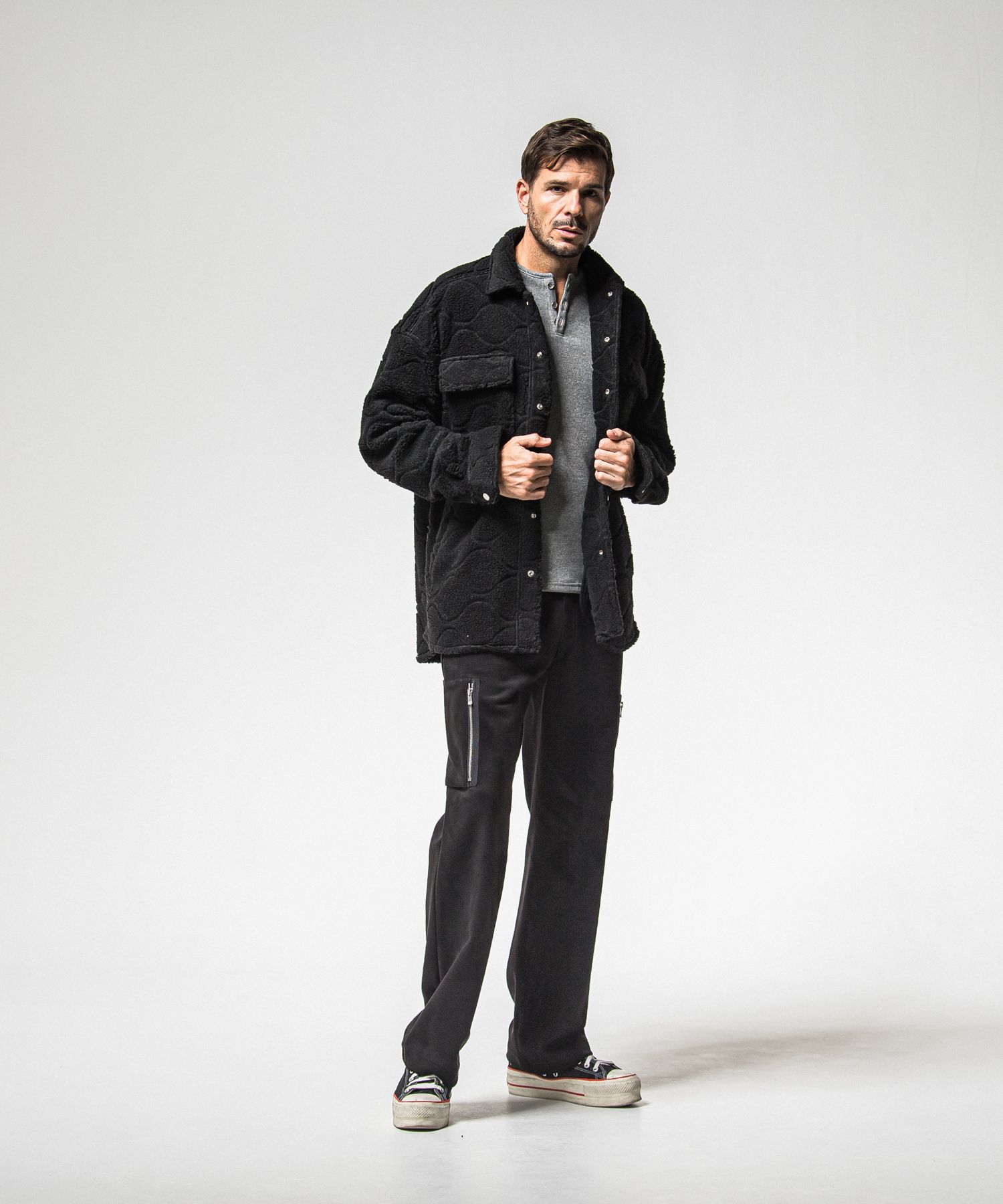 DAVID CARGO PANTS / RC38-ST-040 / スエードワイドカーゴパンツ / ブラック (1月上旬入荷予定)