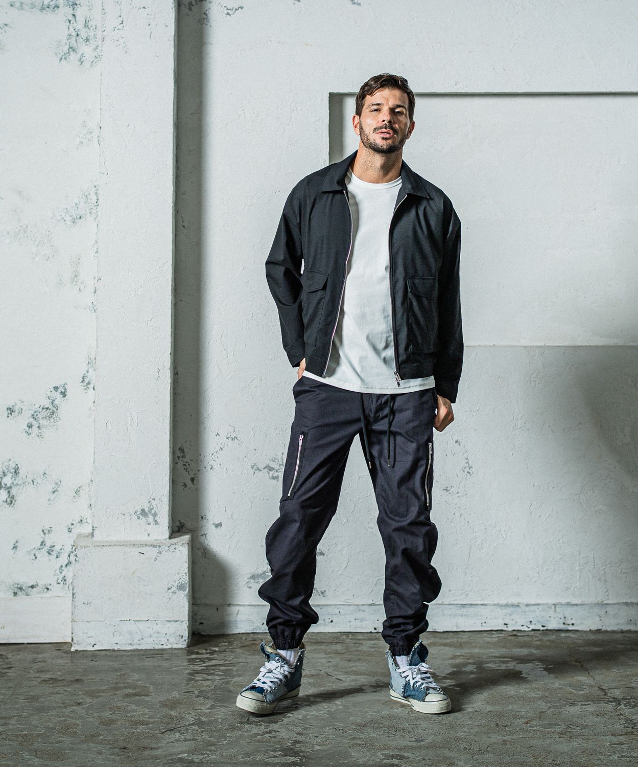 DAVID CARGO PANTS / RC35-ST-040 / ミリタリー裾ゴムカーゴパンツ / ブラック