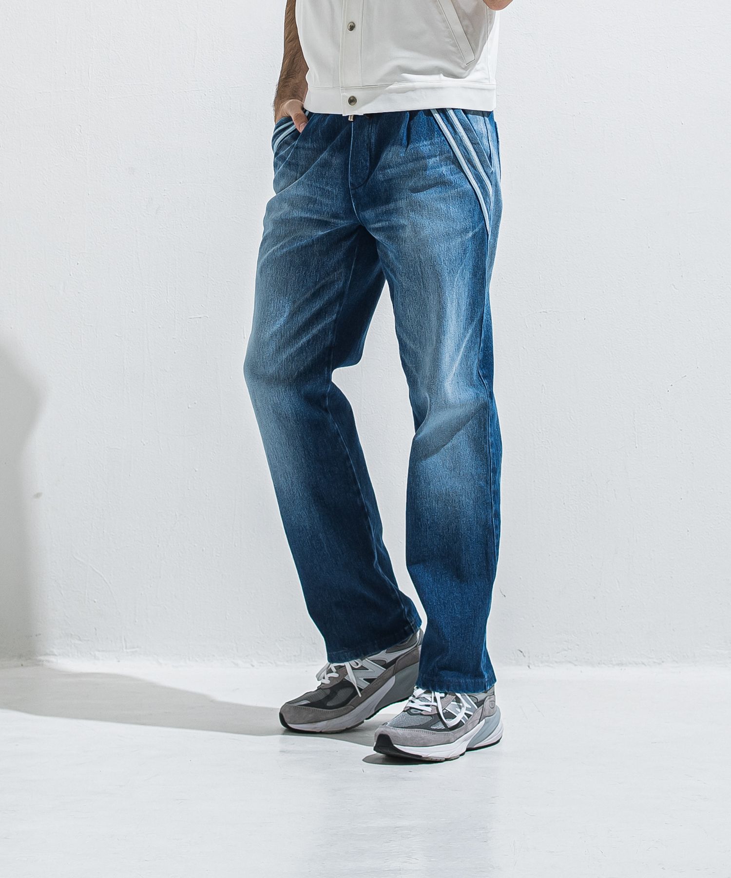 EDGE DENIM SEMI WIDE PT / RC40-ST-014WTD / デニムジャージセミワイドラインパンツ / ダークインディゴ (5月中旬入荷予定)