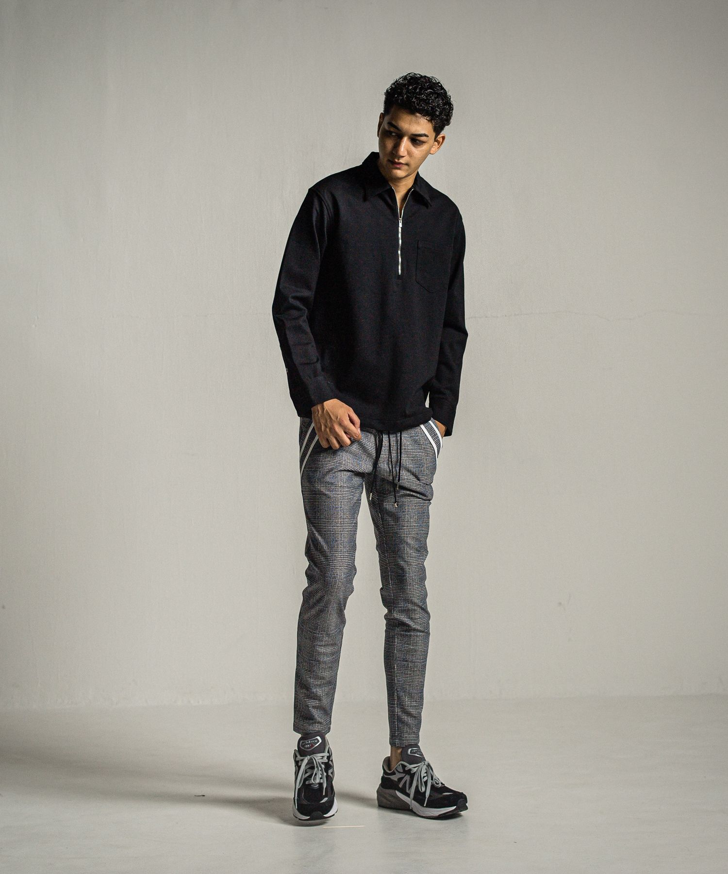PULLOVER JERSEY SHIRT / RC34-SH-002 / 裏起毛ハーフジップシャツ / ブラック