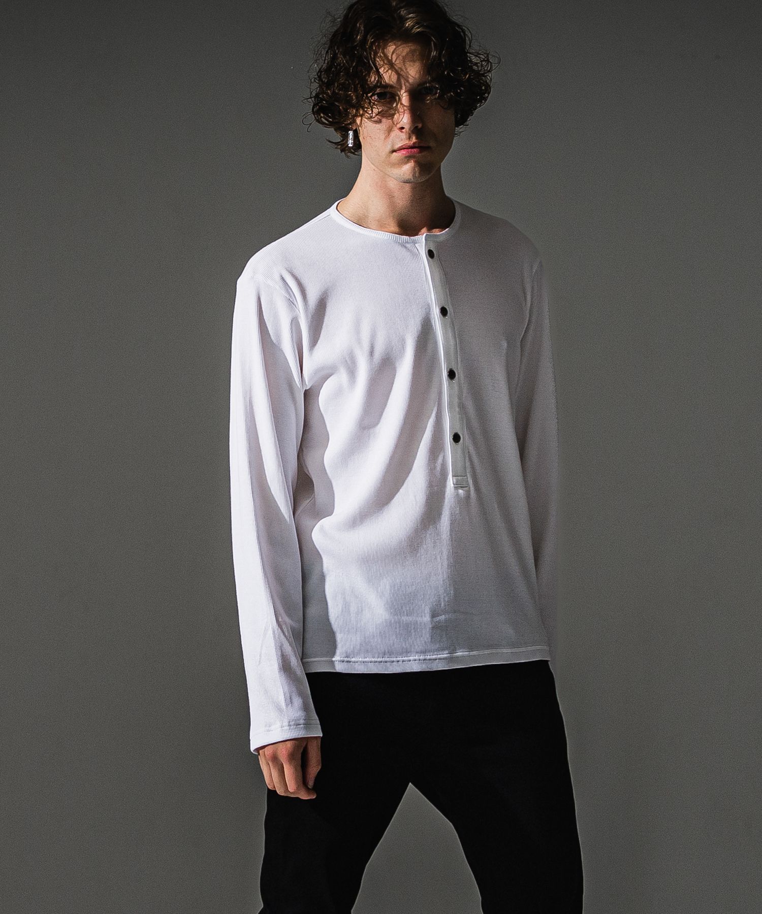RIB HENRY LONGSLEEVE / RC41-T-005 / リブヘンリーネック長袖Tシャツ / ホワイト (7月中旬入荷予定)