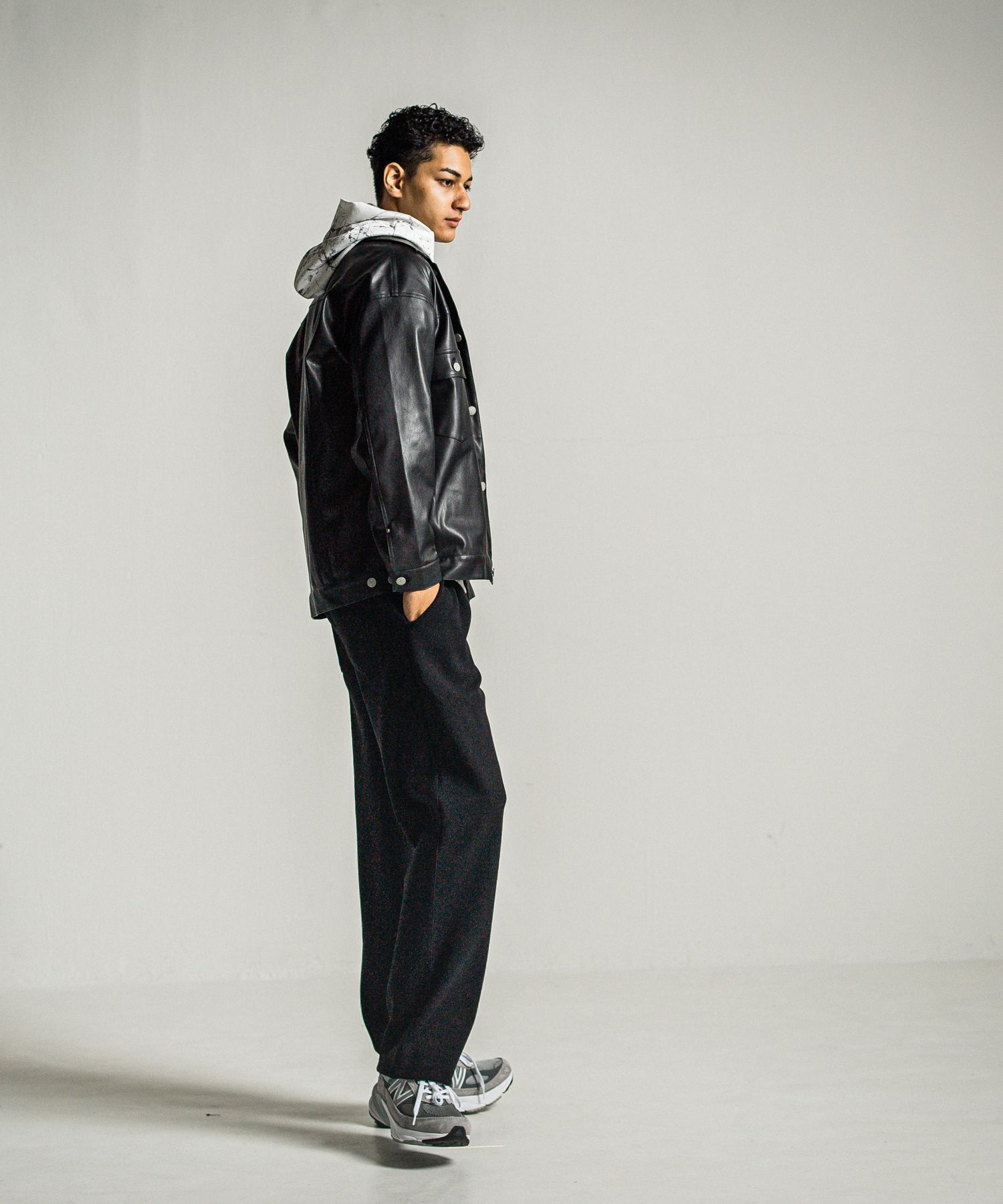 MELTON WIDE TUCK PANTS / RC34-ST-016WT / メルトンワイドタックパンツ / ブラック