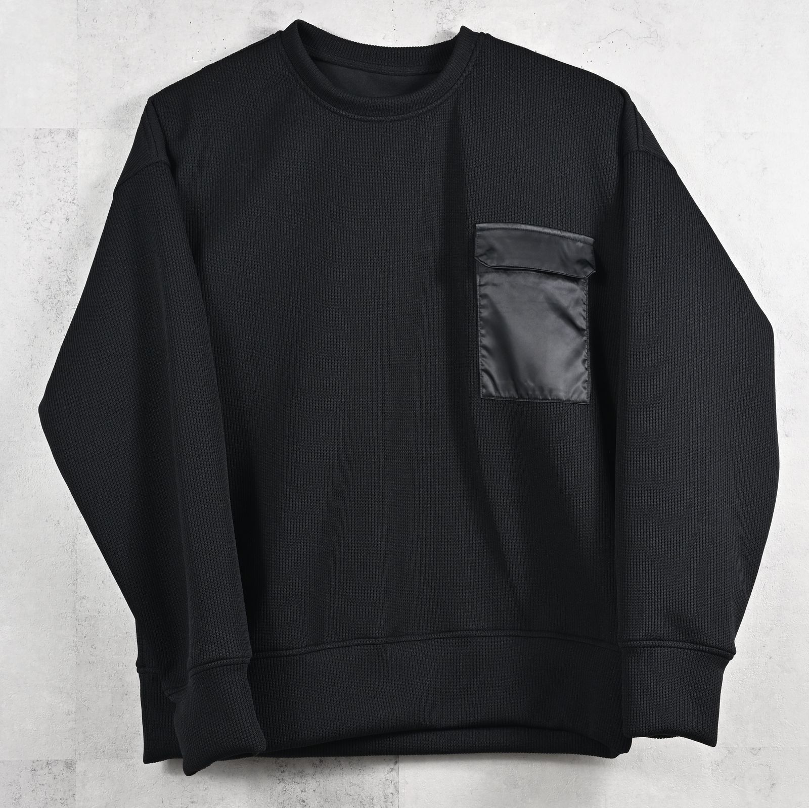 AZE MILITARY DROP TRAINER / RC39-C-003 / 高機能畦編みニットトレーナー / ブラック (1月下旬入荷予定)