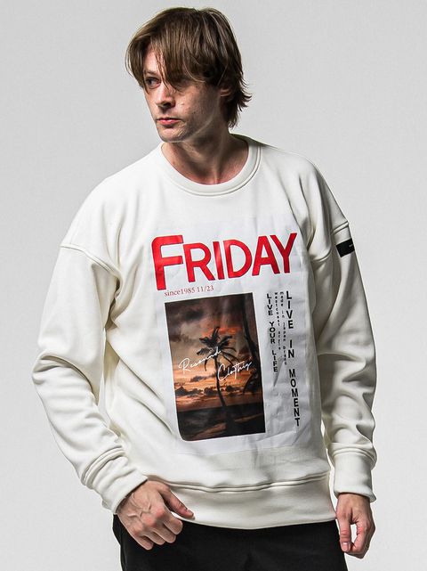 【FRIDAYコラボ】 FRIDAY OLD COVER VELOURS FLEECE TRAINER / RCF1-C-002 / 裏起毛FRIDAYオールドカバートレーナー / ホワイト (11月上旬入荷予定)