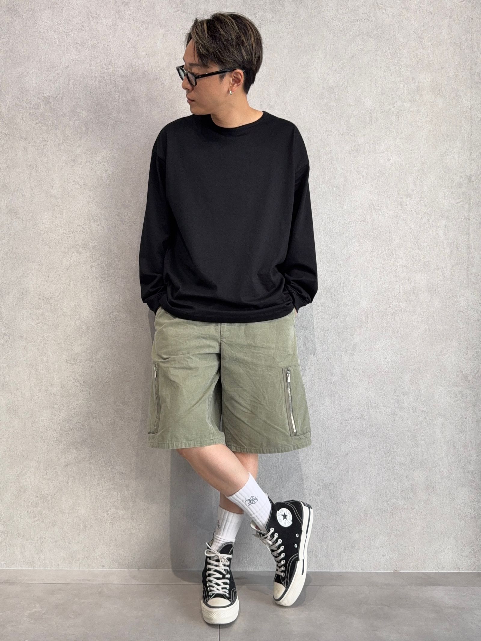 より一層オシャレに見える、ロンTEE×ハーパンの合わせ