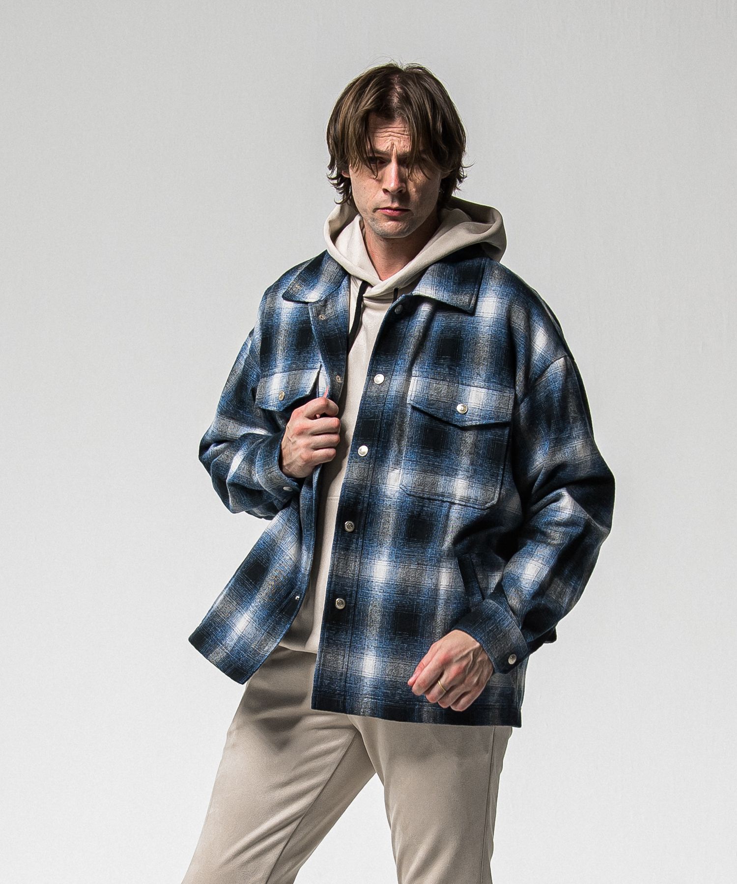 FLANNEL CHECK JK / RC38-JK-007 / フランネルチェックCPOジャケット / ブルー (10月中旬入荷予定)