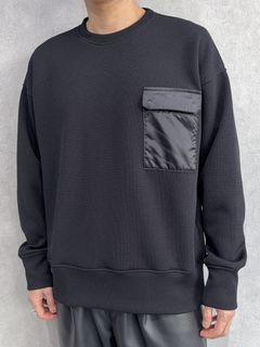 AZE MILITARY DROP TRAINER / RC39-C-003 / 高機能畦編みニットトレーナー / ブラック