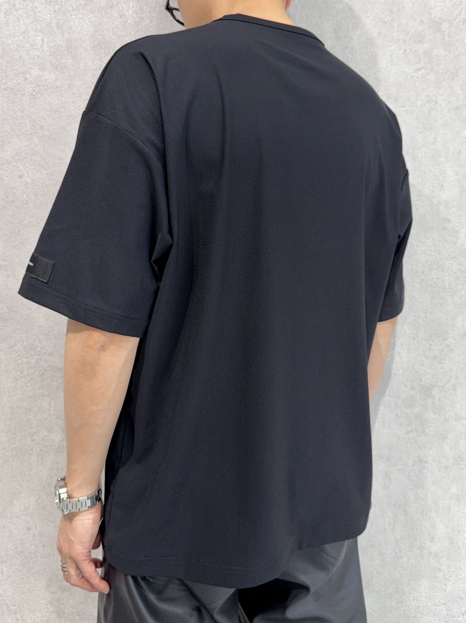 LEATHER POCKET OVER NYLON T / RC39-T-005 / レザーポケットナイロンビッグTシャツ / ブラック