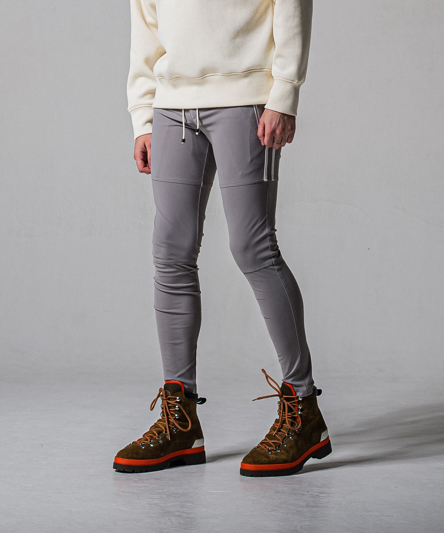 JOHNSON LINE NYLON PT / BASIC-ST-009 / ジョンソンナイロンラインパンツ / グレー×ホワイト (3月上旬入荷予定)