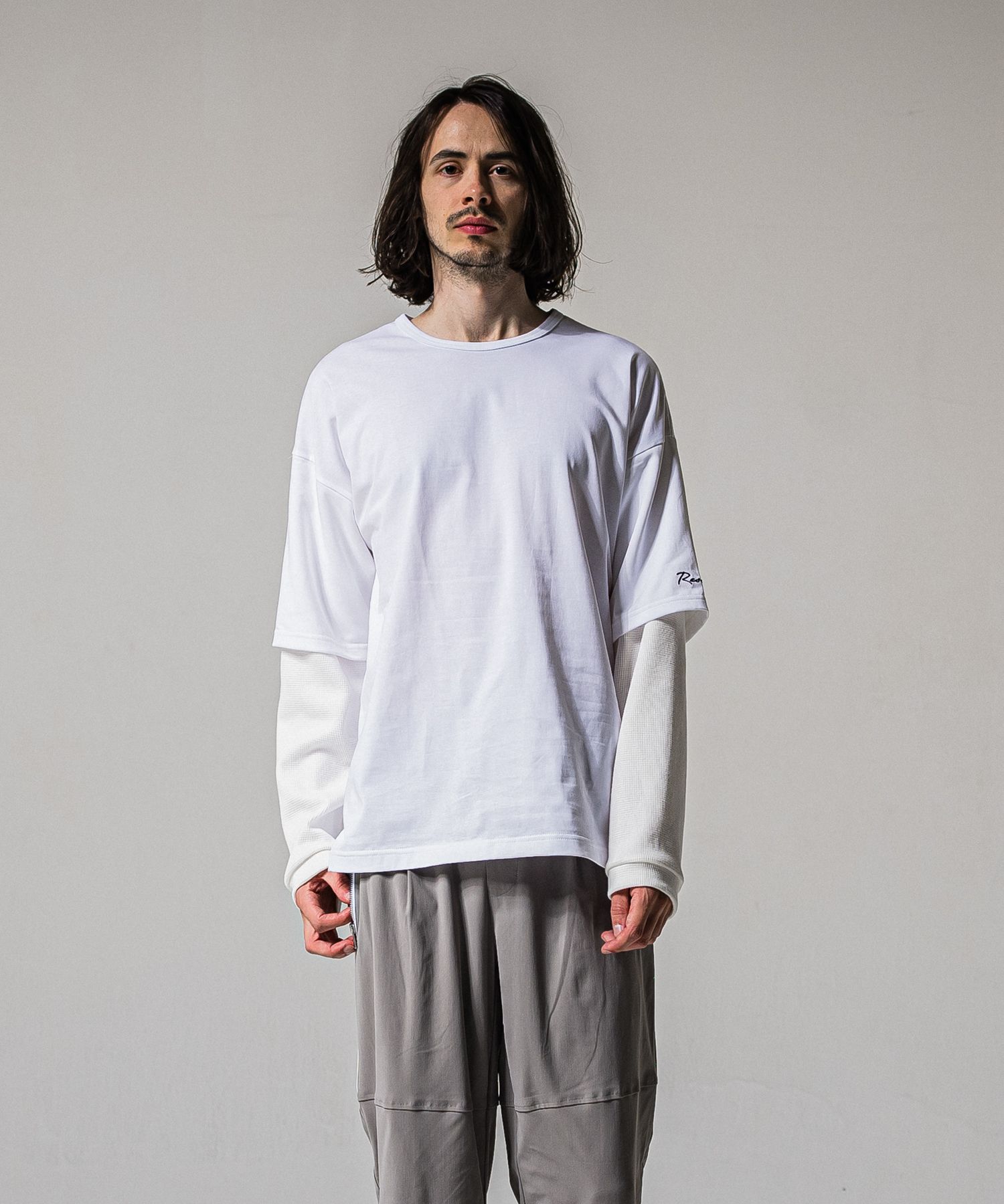 FAKE LAYERED WAFFLE LONG SLEEVE / RC39-T-007 / サーマルレイヤードロングスリーブTシャツ / ホワイト (1月下旬入荷予定)