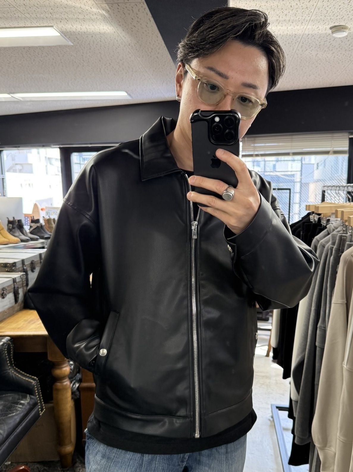 LEATHER SP JK / RC41-JK-005 / エコレザーシングルライダース / ブラック (9月下旬入荷予定)
