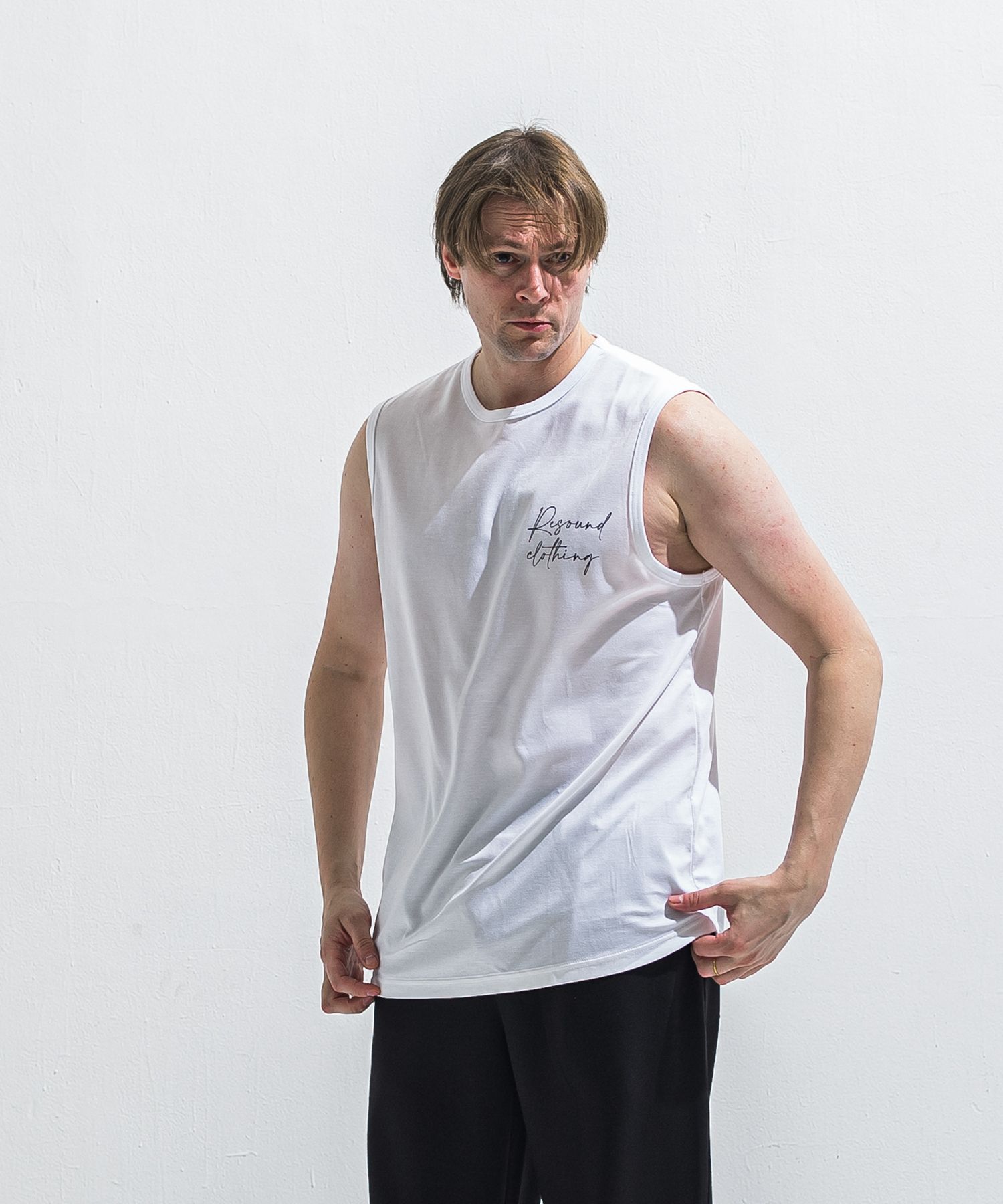 OVER NO SLEEVE / RC40-T-010 / バックロゴメッシュノースリーブ / ホワイト (6月上旬入荷予定)