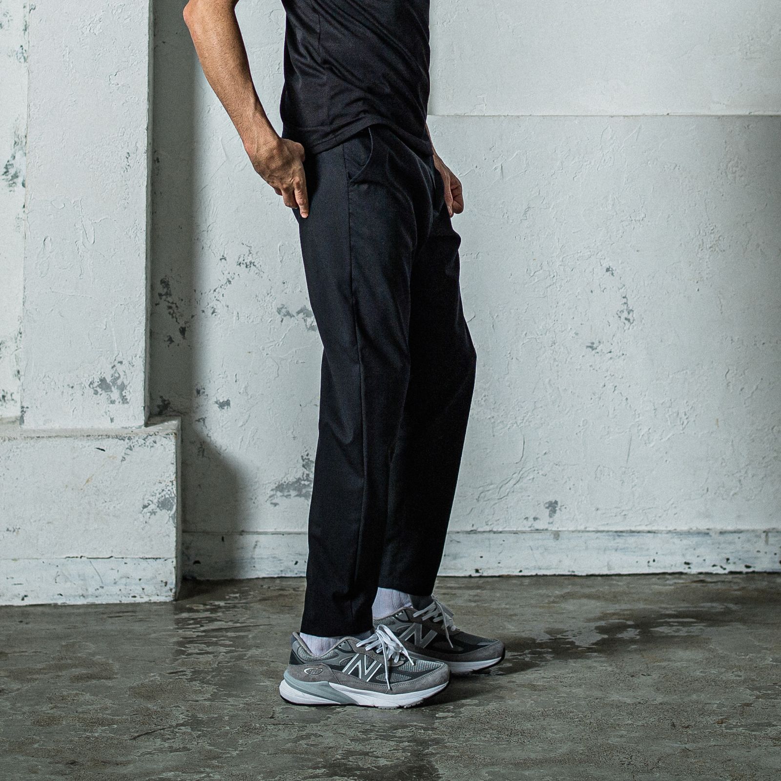 PAT WIDE EASY PANTS / RC35-ST-036 / ワイドテーパードパンツ / ブラック