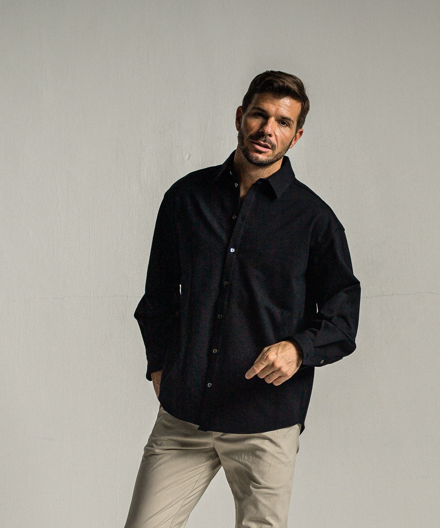 JERSEY JACK SHIRT / RC34-SH-001 / 裏起毛オーバーサイズシャツ / ブラック