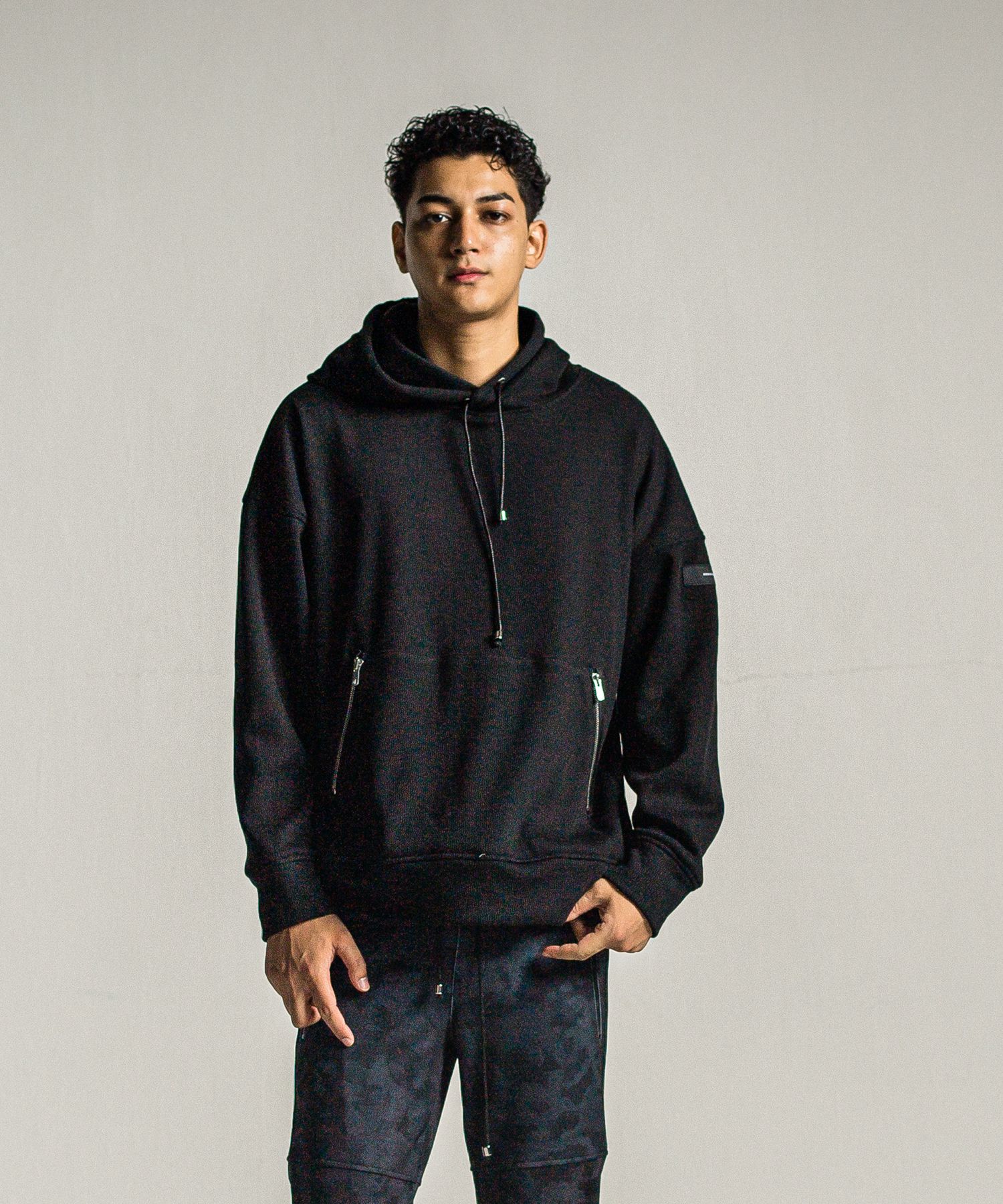 SHAGGY FLEECE THERMAL PULLOVER HOODIE / RC34-C-003 / 裏起毛サーマルパーカー / ブラック