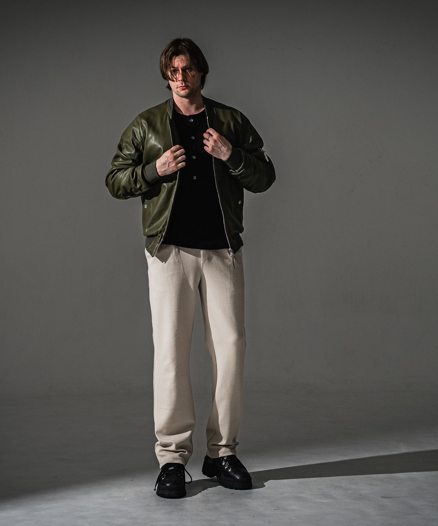 DAVID JACKET / RC41-JK-003 / MA-1 / カーキレザー (9月下旬入荷予定)