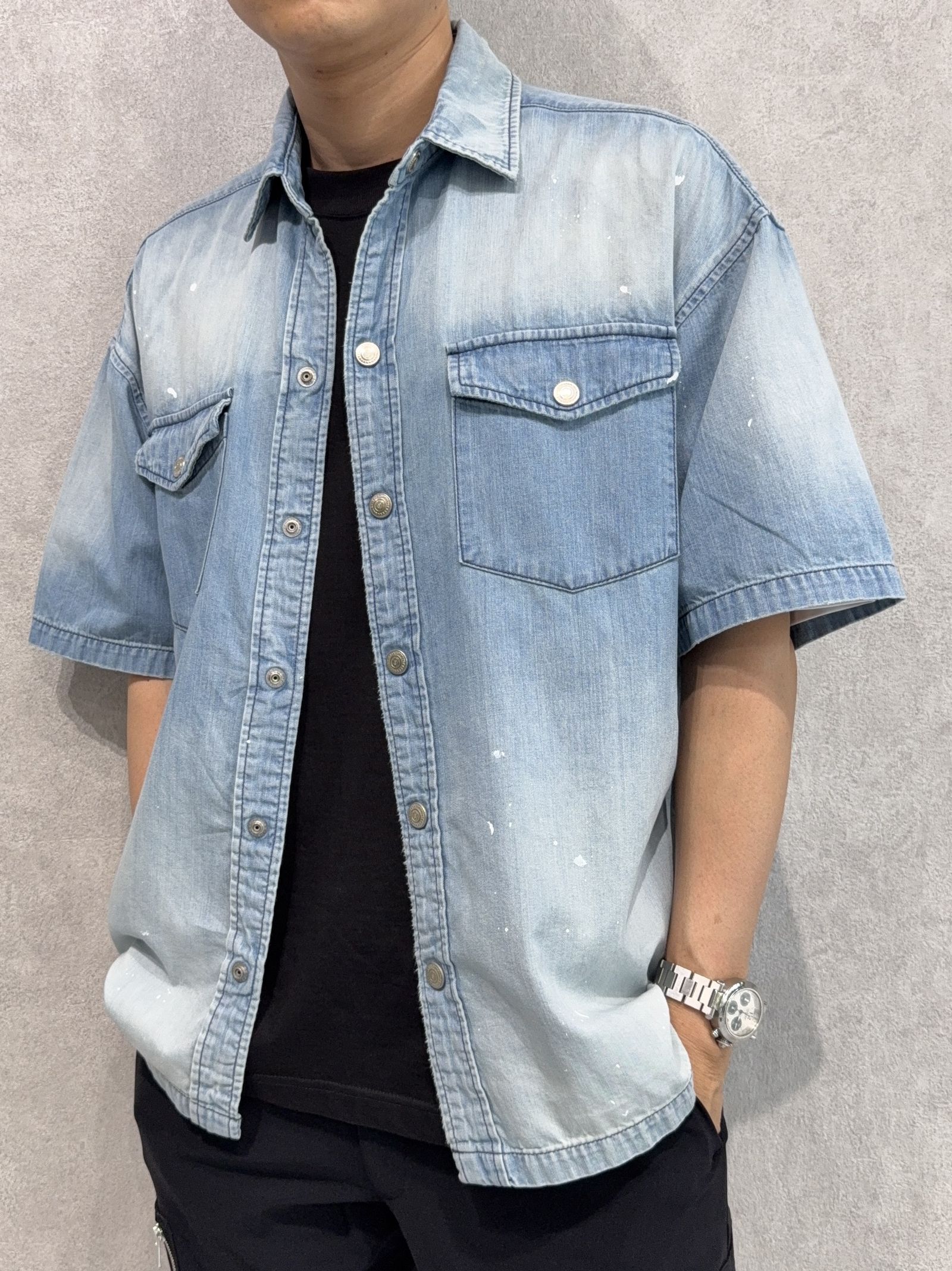 HALF DENIM SHIRTS / RC40-SH-002 / デニム半袖シャツ / ライトインディゴ